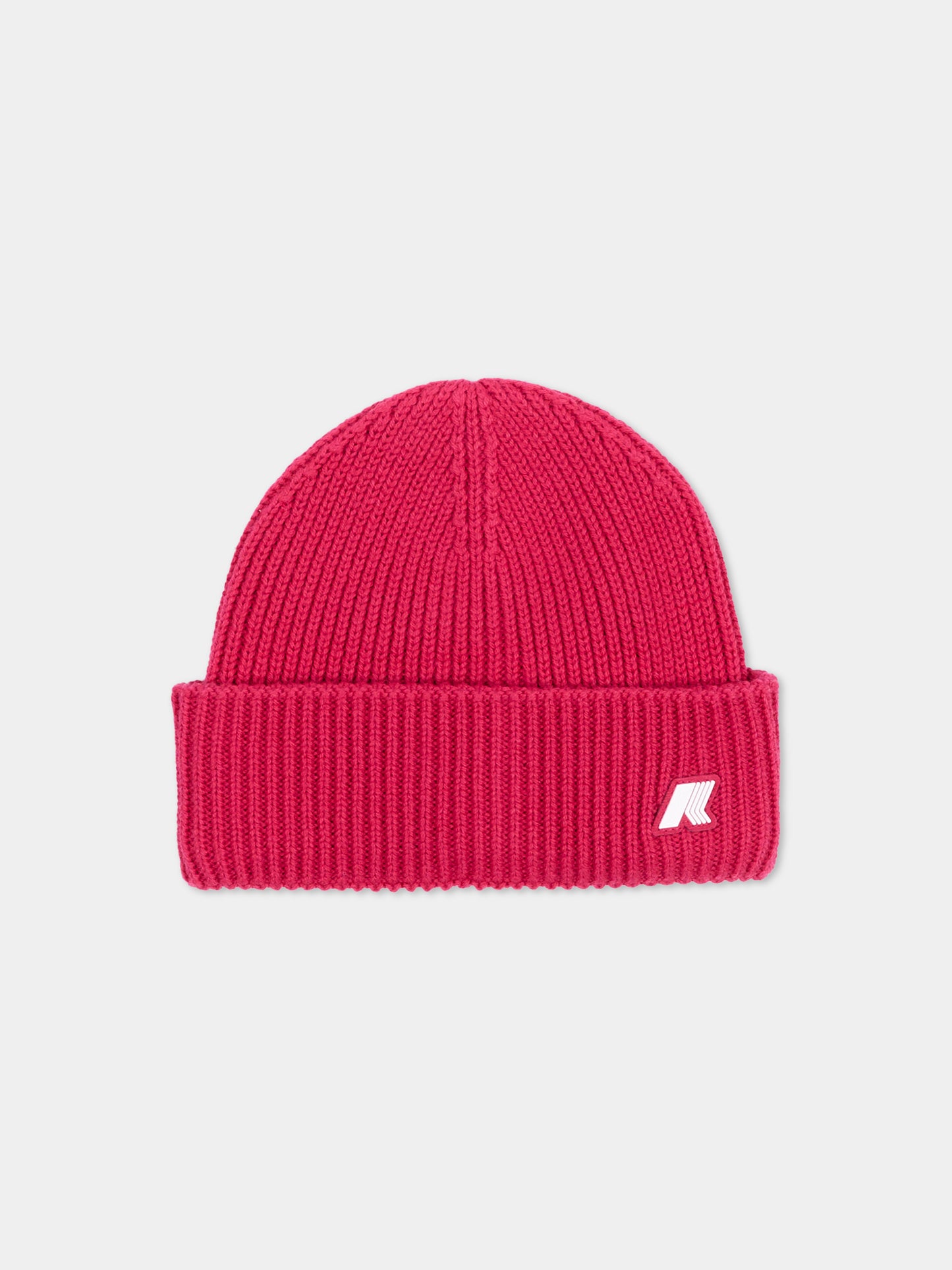 Berretto fucsia per neonata con logo,K-way,K1151RW X6R