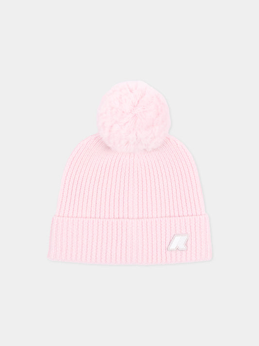 Berretto rosa per bambina con logo,K-way,K31359W W4U
