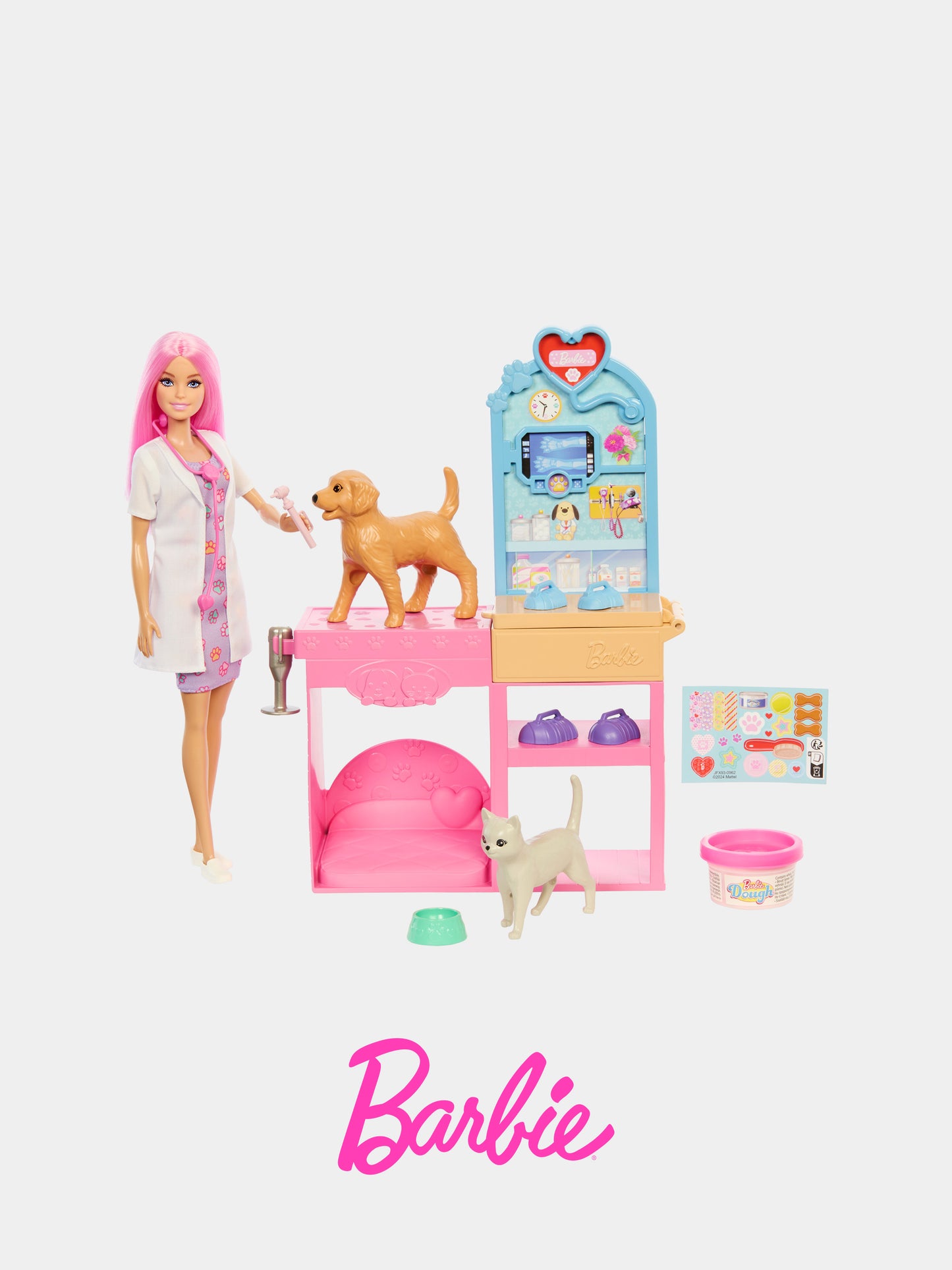 Playset Barbie Veterinaria per bambina con animali,Barbie,JFX93