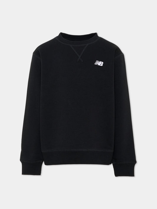 Felpa nera per bambini con logo,New Balance,LAKB0002 BK