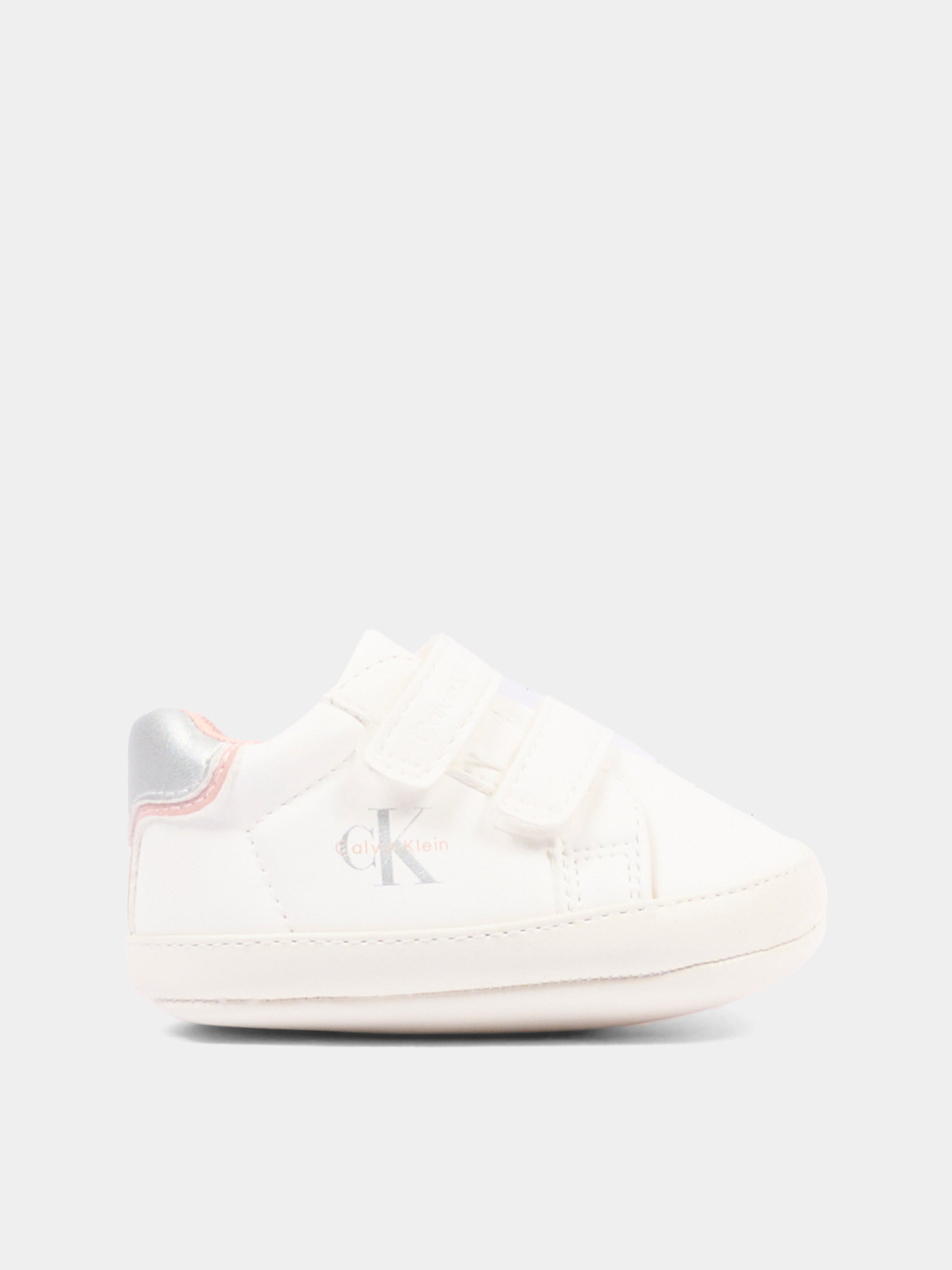 Sneakers bianche per neonata con logo,Calvin Klein Kids,V0A9 83380 1582Y622
