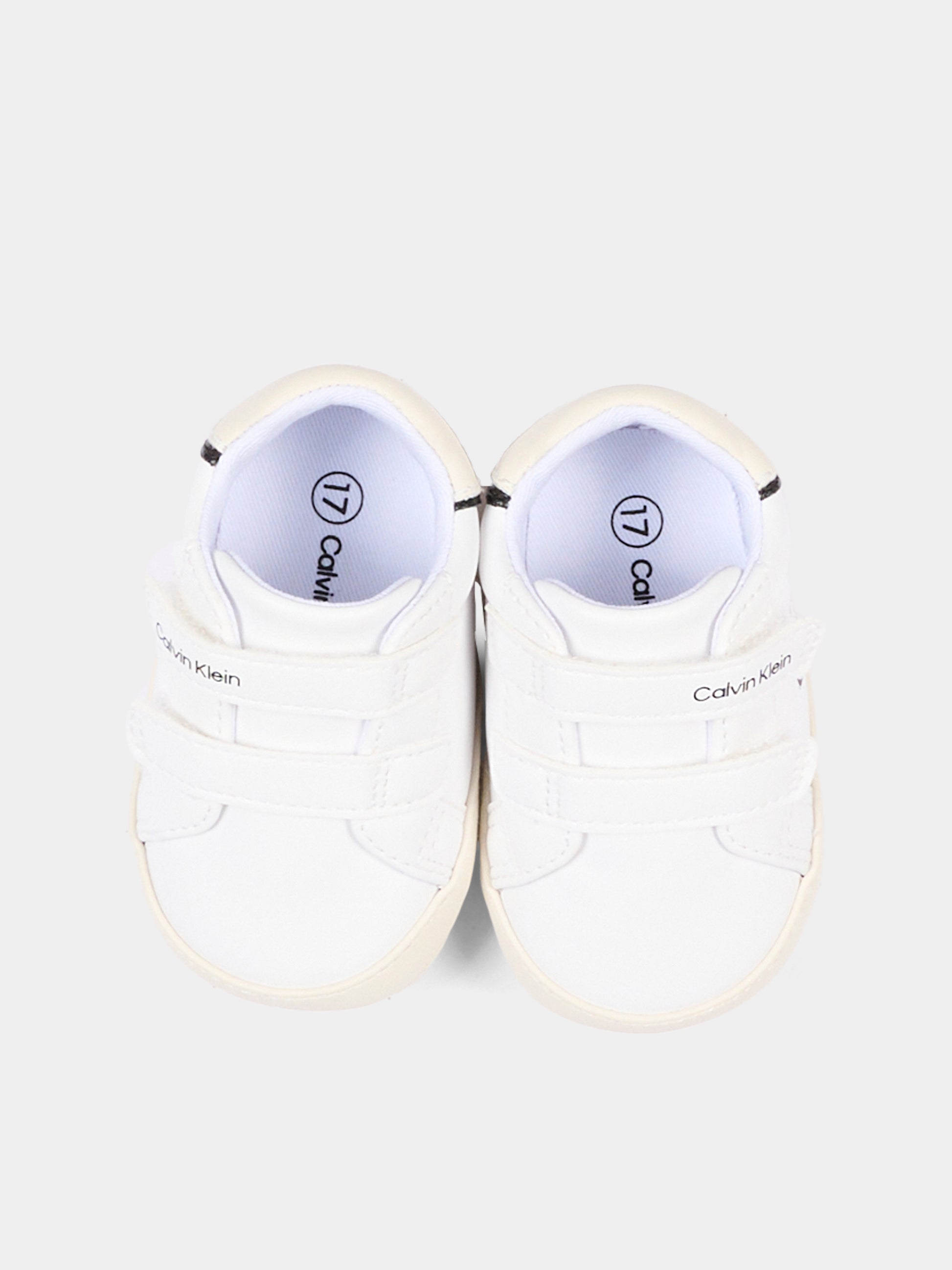 Sneakers bianche per neonati con logo,Calvin Klein Kids,V0B9 83437 1582Y631