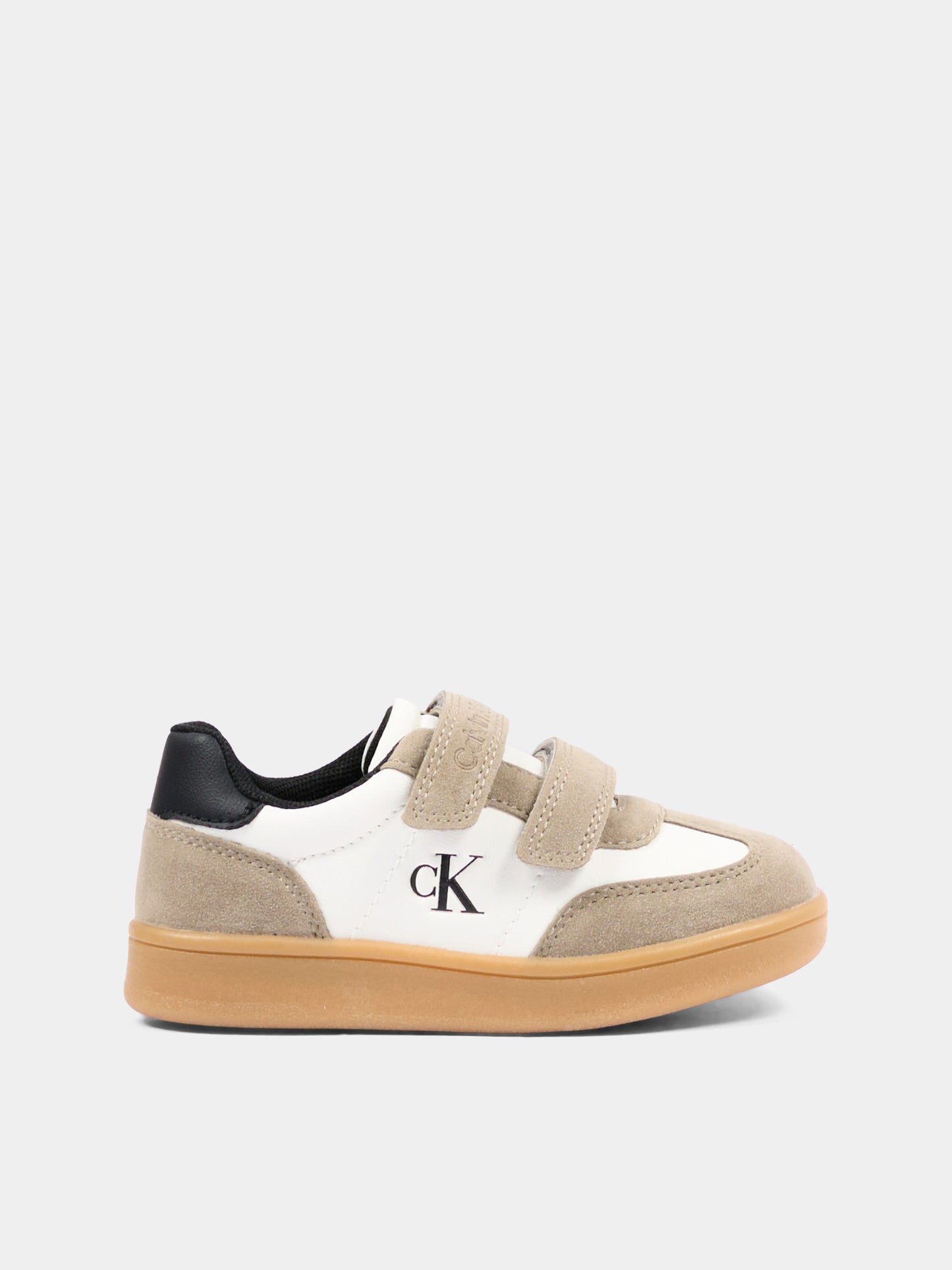 Sneakers beige per bambino con logo,Calvin Klein Kids,V1X9 83443 0318Y746