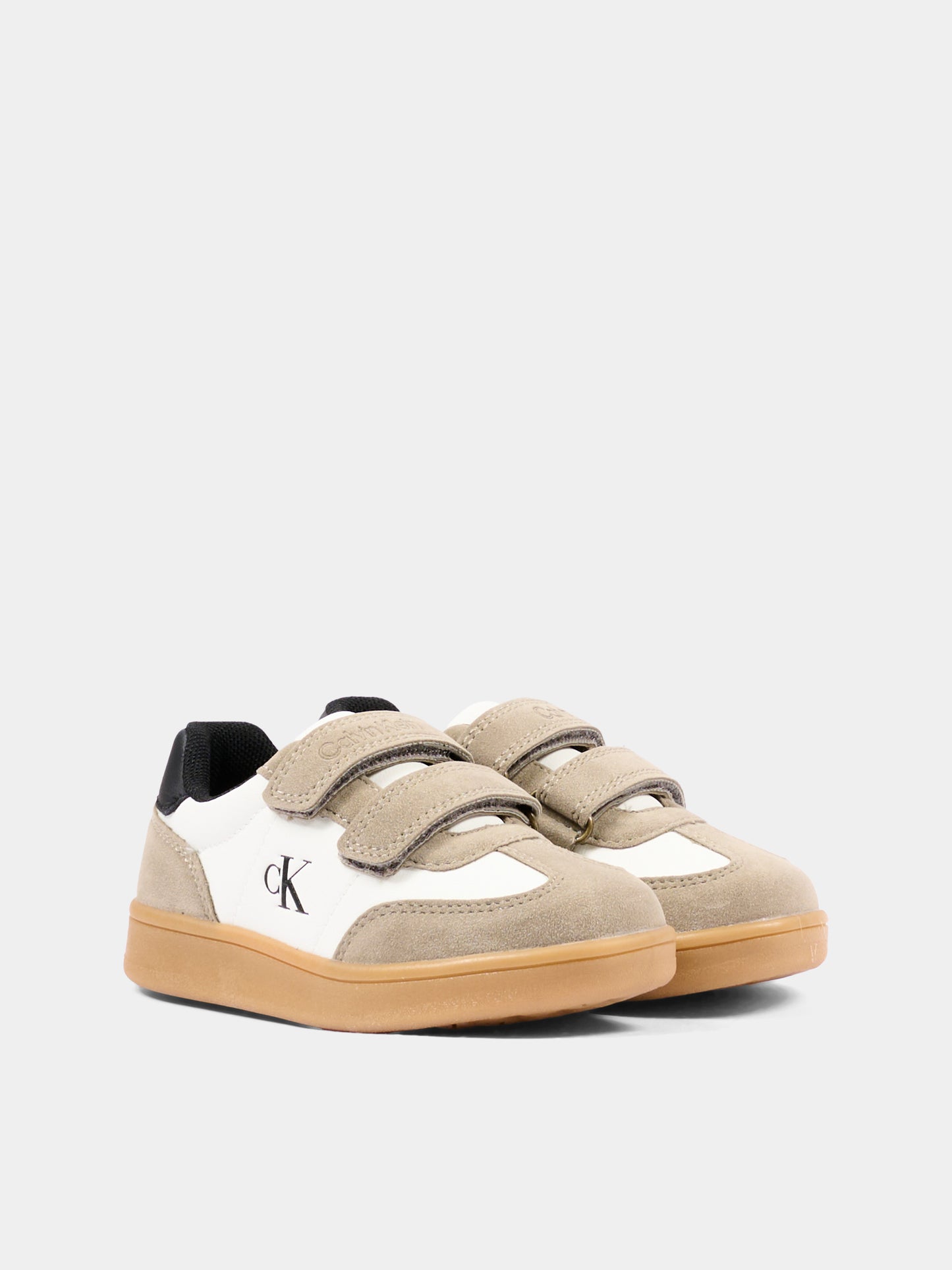 Sneakers beige per bambino con logo,Calvin Klein Kids,V1X9 83443 0318Y746
