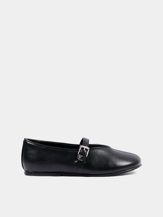 Ballerine nere per bambina con logo,Calvin Klein Kids,V3A3 83402 1355999