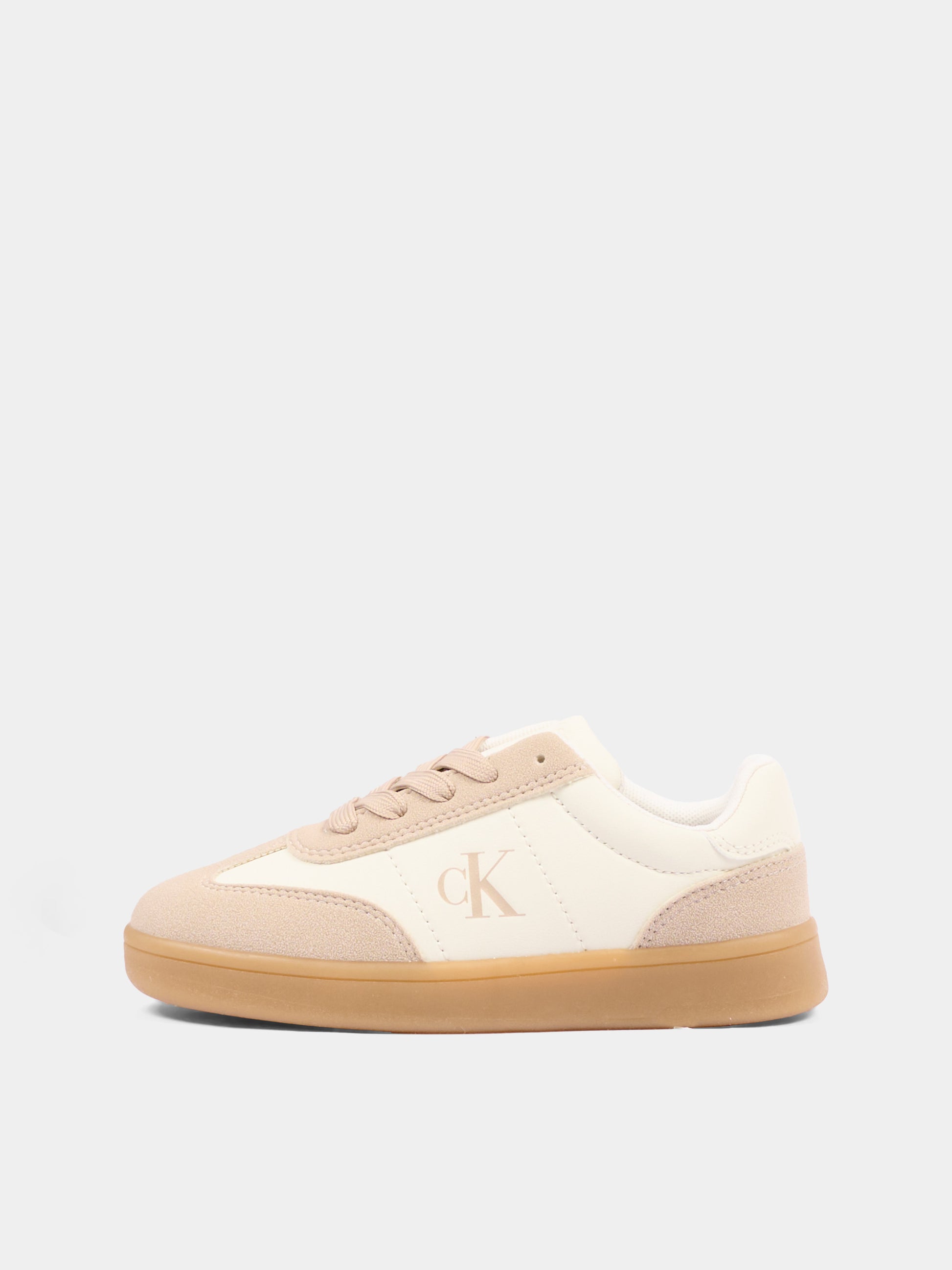 Sneakers beige per bambina con logo,Calvin Klein Kids,V3A9 83387 1269A999