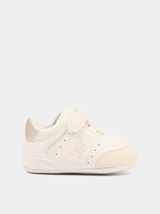 Sneakers avorio per neonati con logo,Tommy Hilfiger Junior,T0A9 35058 1755A681