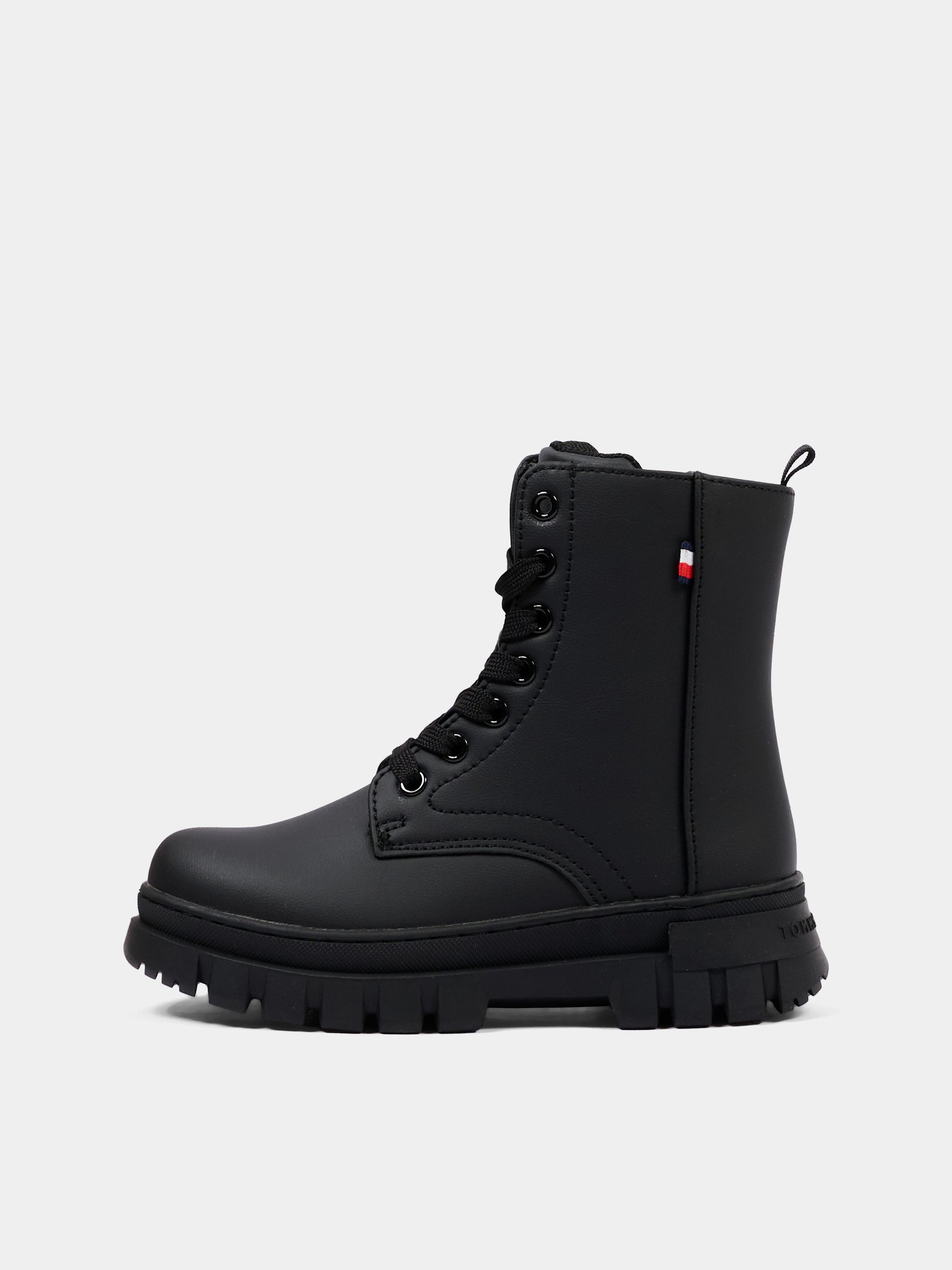 Anfibi neri per bambini con logo,Tommy Hilfiger Junior,T3X5 35294 1355999