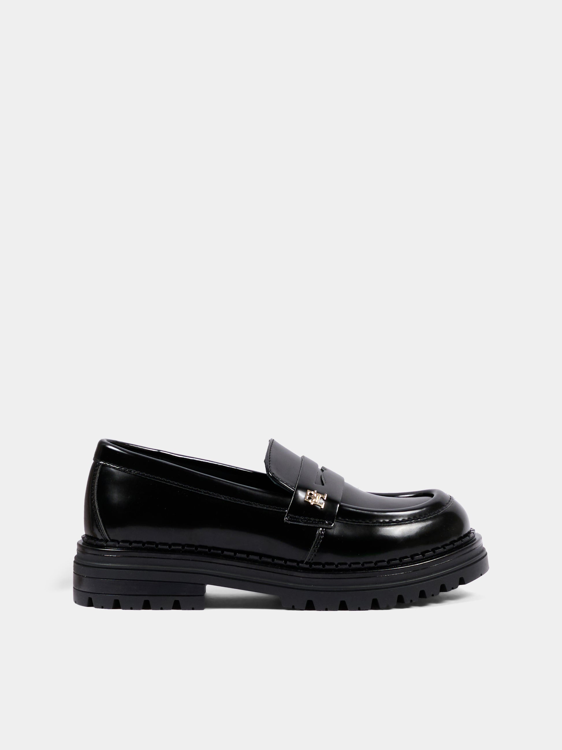 Mocassini nero per bambina con logo,Tommy Hilfiger Junior,T4A4 35170 0822999