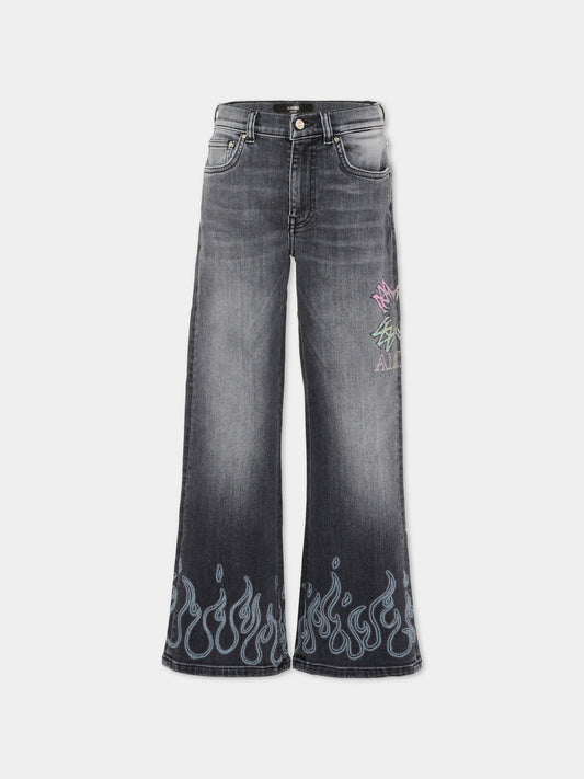 Jeans denim per bambini con fiamme,Amiri,ACBMJE1005 030 GREY