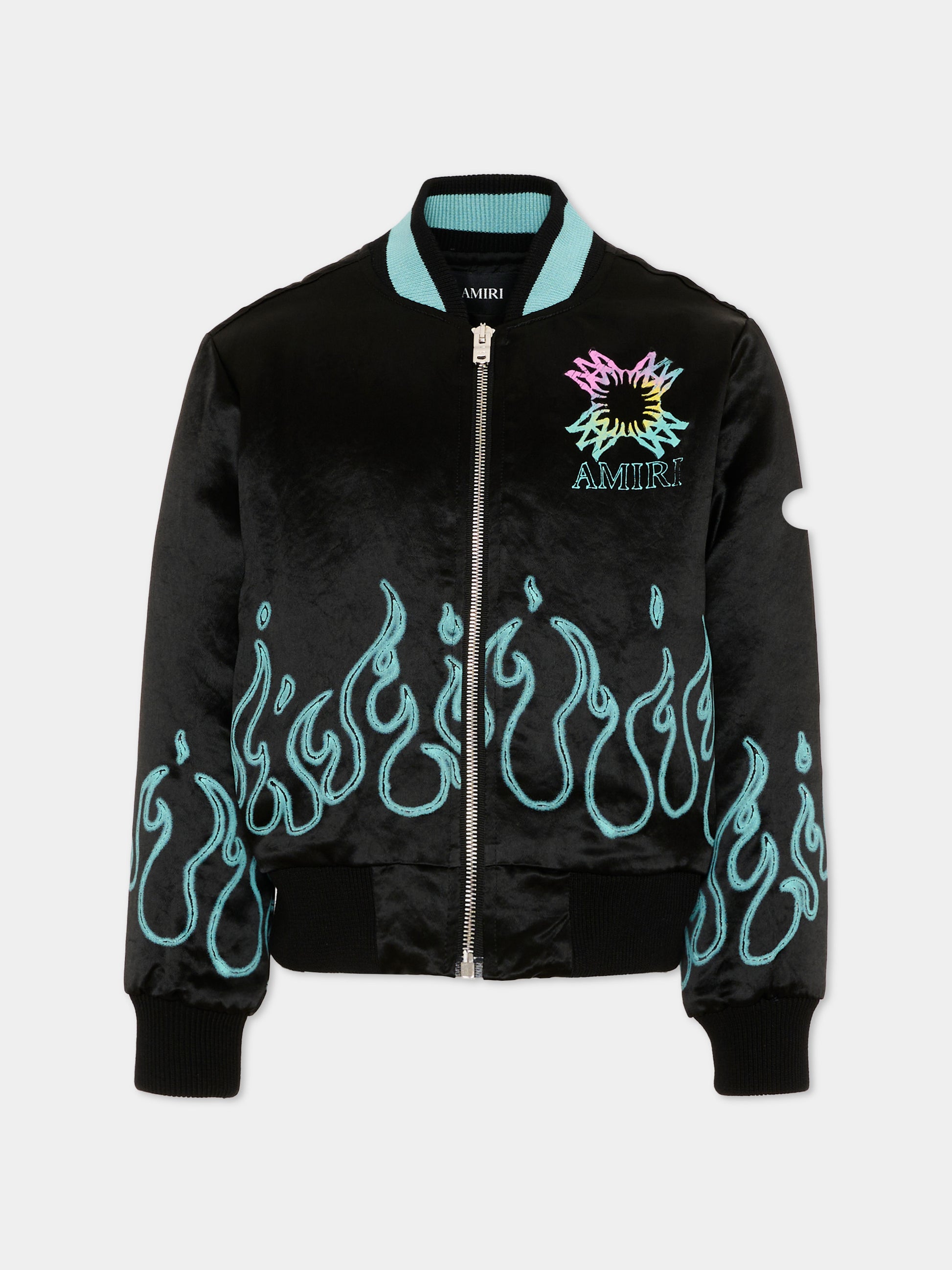 Bomber nero per bambino con fiamme,Amiri,ACOUJA1006 001 BLACK