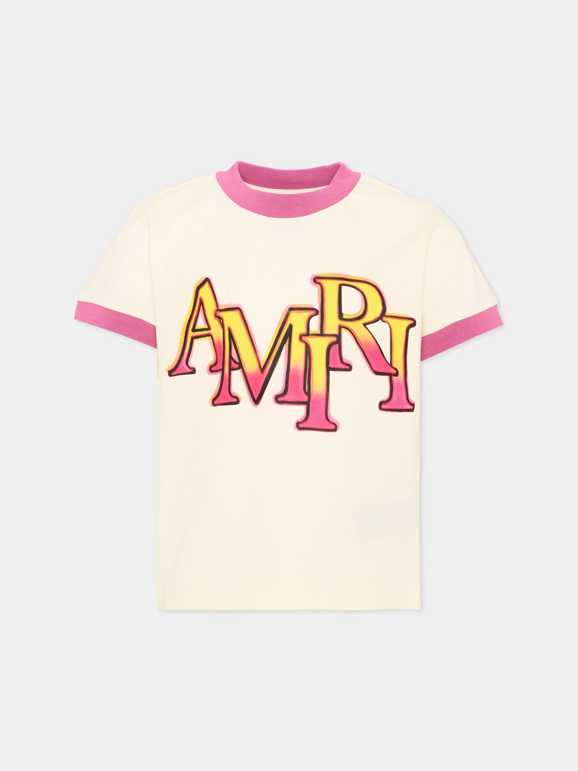 T-Shirt avorio per bambini con logo,Amiri,ACTOJR1029 127 IVORY
