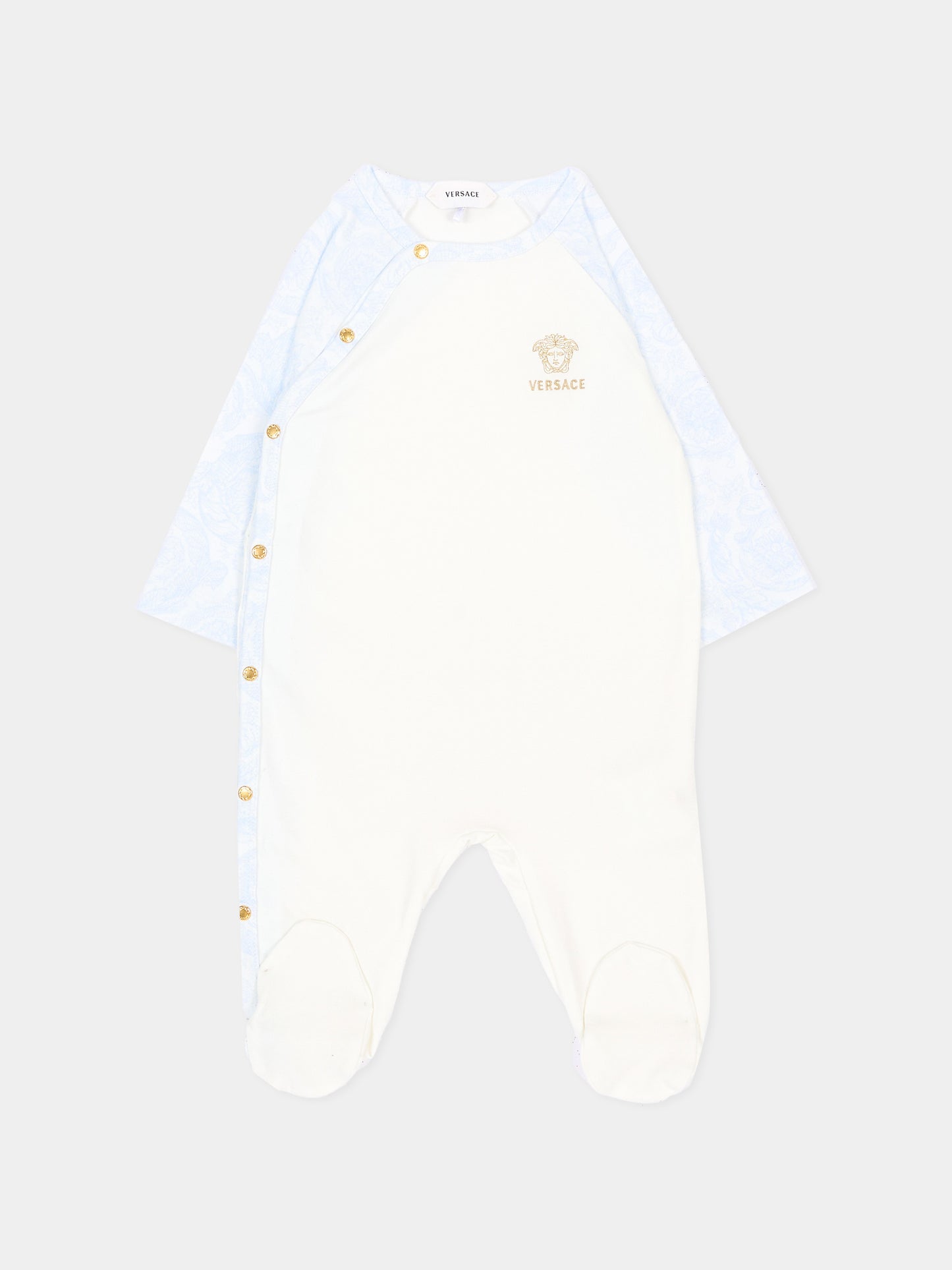 Tutina bianca per neonato con logo,Versace,1017948 1A18059 6WN40