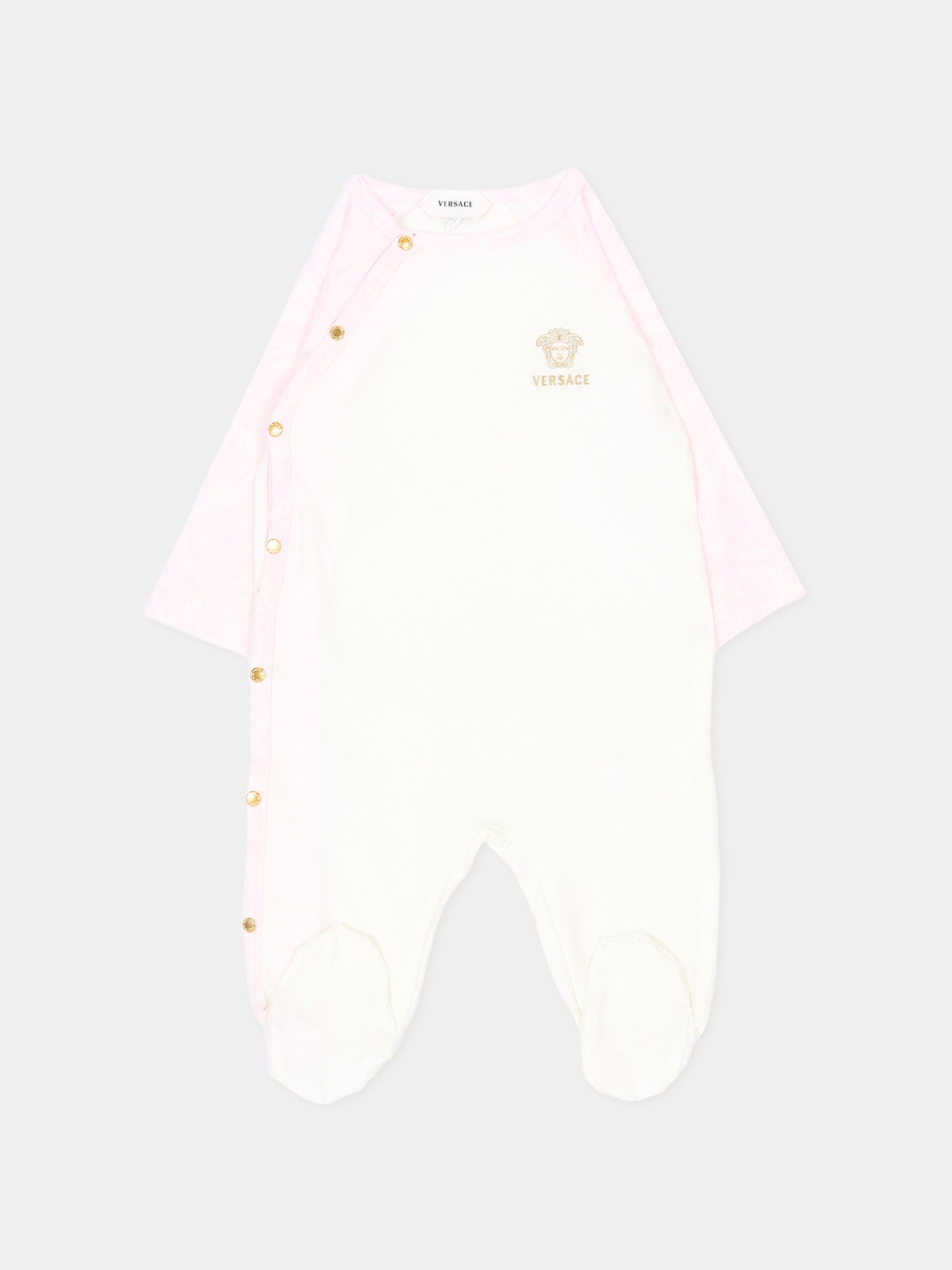 Tutina bianca per neonata con logo,Versace,1017948 1A18059 6WN50