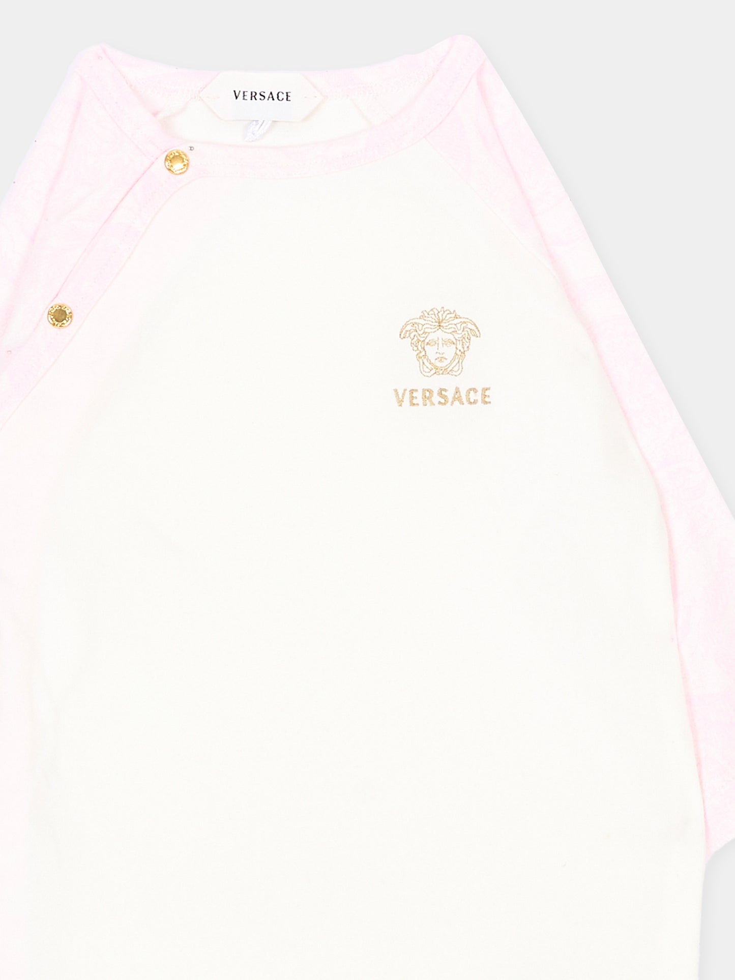 Tutina bianca per neonata con logo,Versace,1017948 1A18059 6WN50