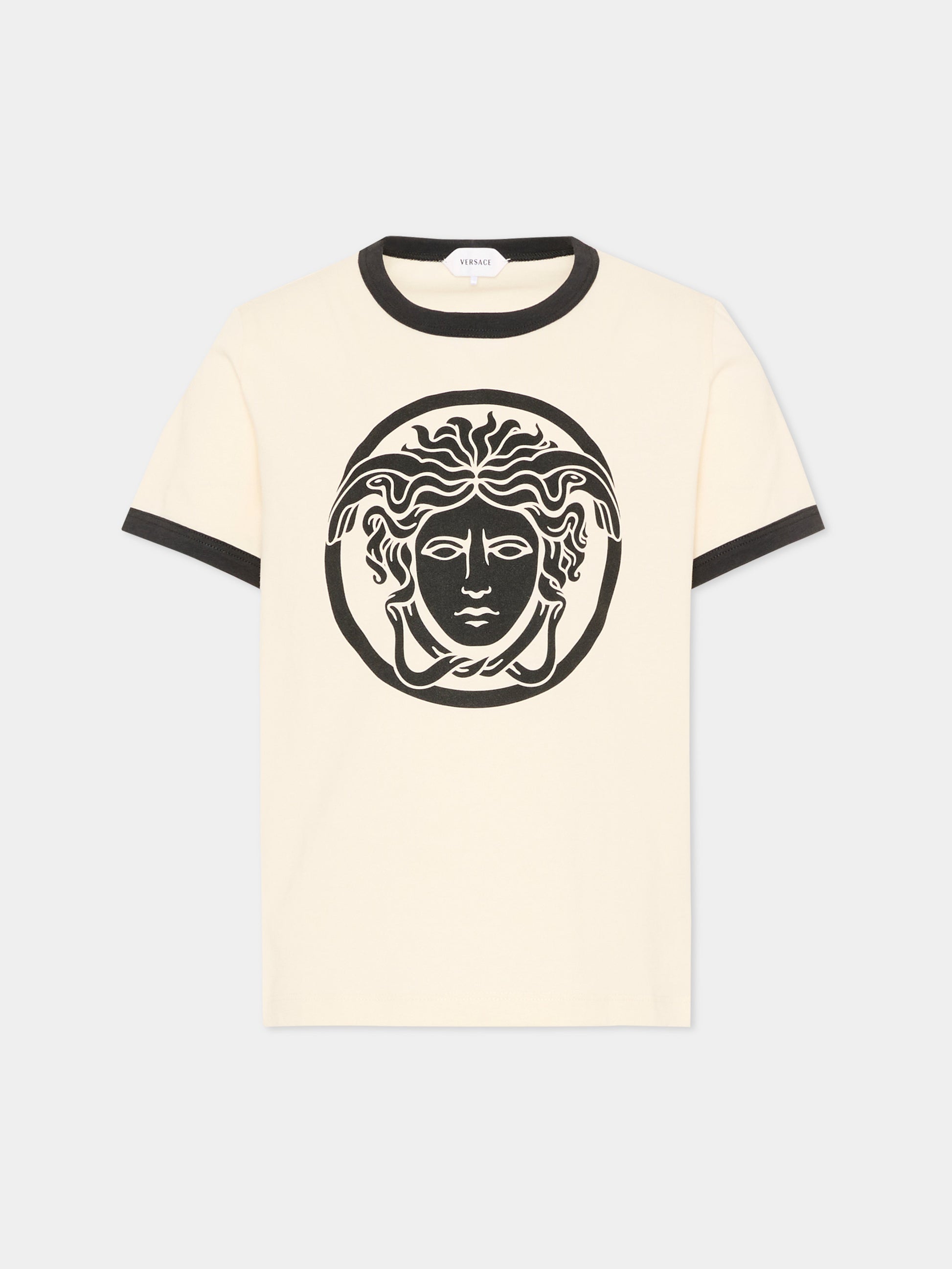 T-Shirt avorio con Medusa per bambini,Versace,1024961 1A18172 2YE20