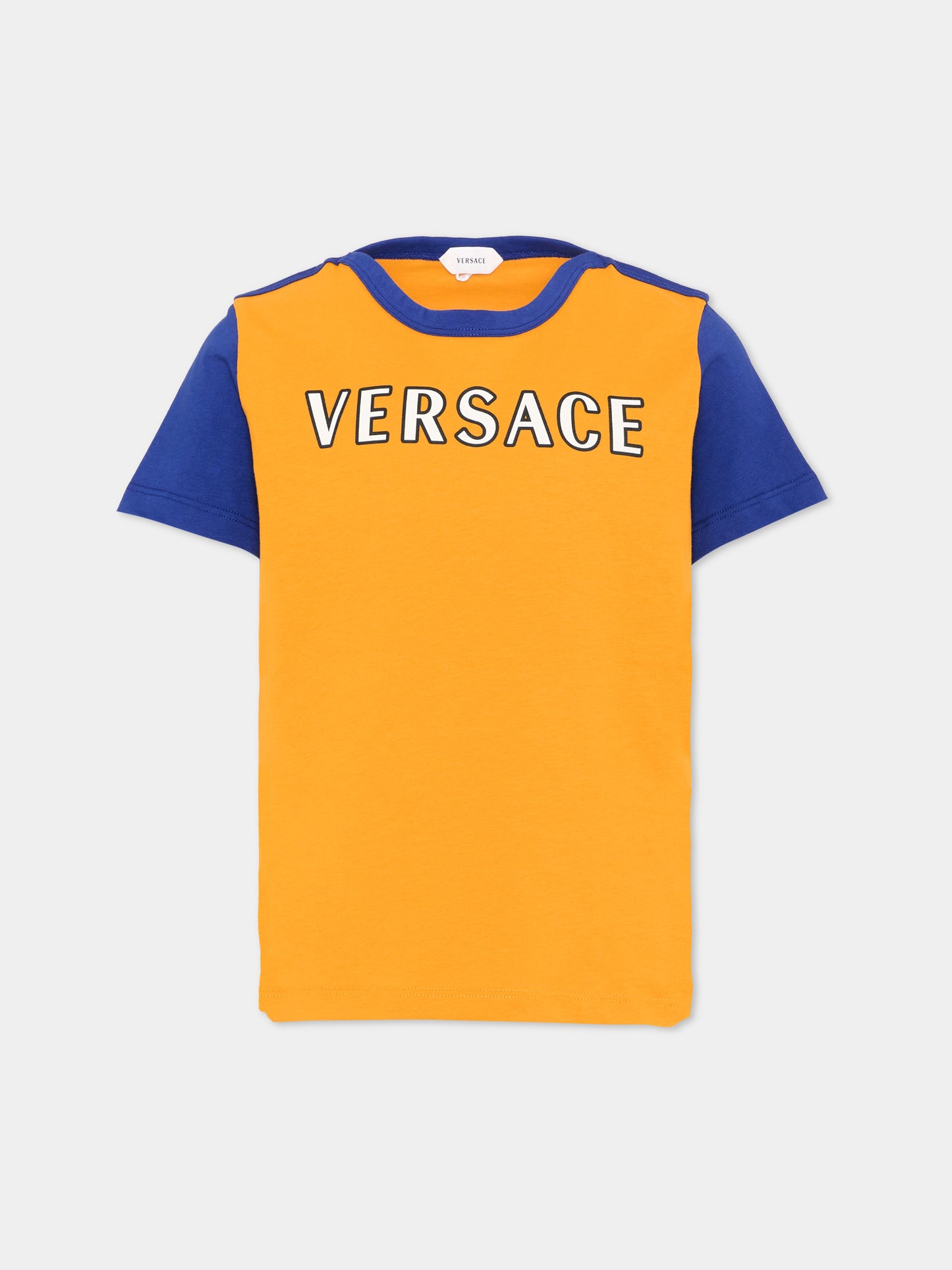 T-Shirt gialla per bambino con logo,Versace,1024947 1A18129 6Y540