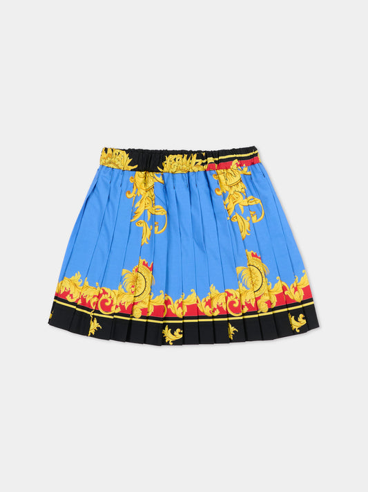 Gonna multicolor per neonata con stampa barocca,Versace,1025175 1A18114 5UG70