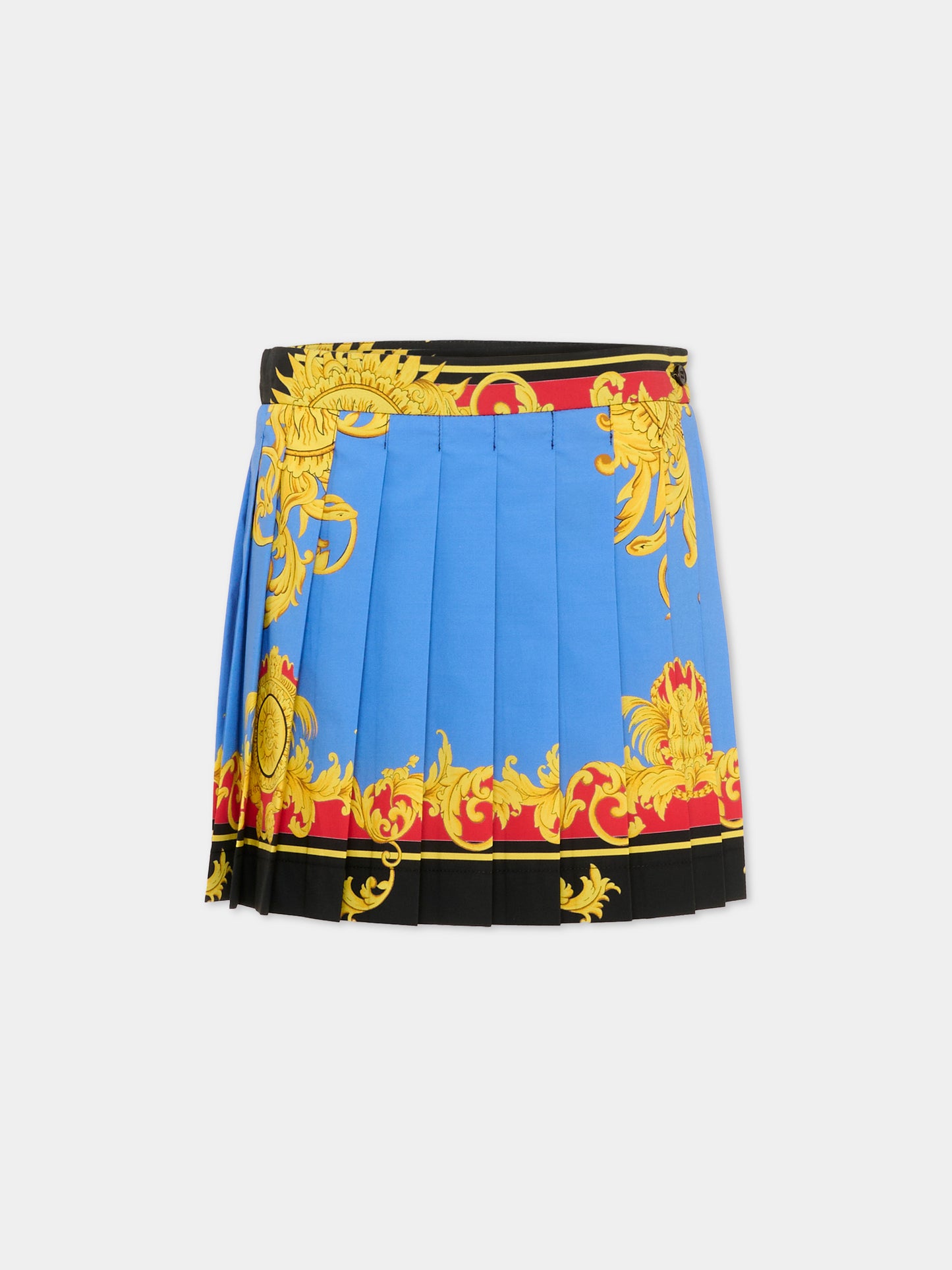 Gonna multicolor per bambina con stampa barocca,Versace,1024921 1A18114 5UG70