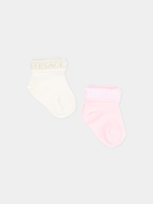 Calzini multicolor per neonata con logo,Versace,1022527 1A18061 6WN50