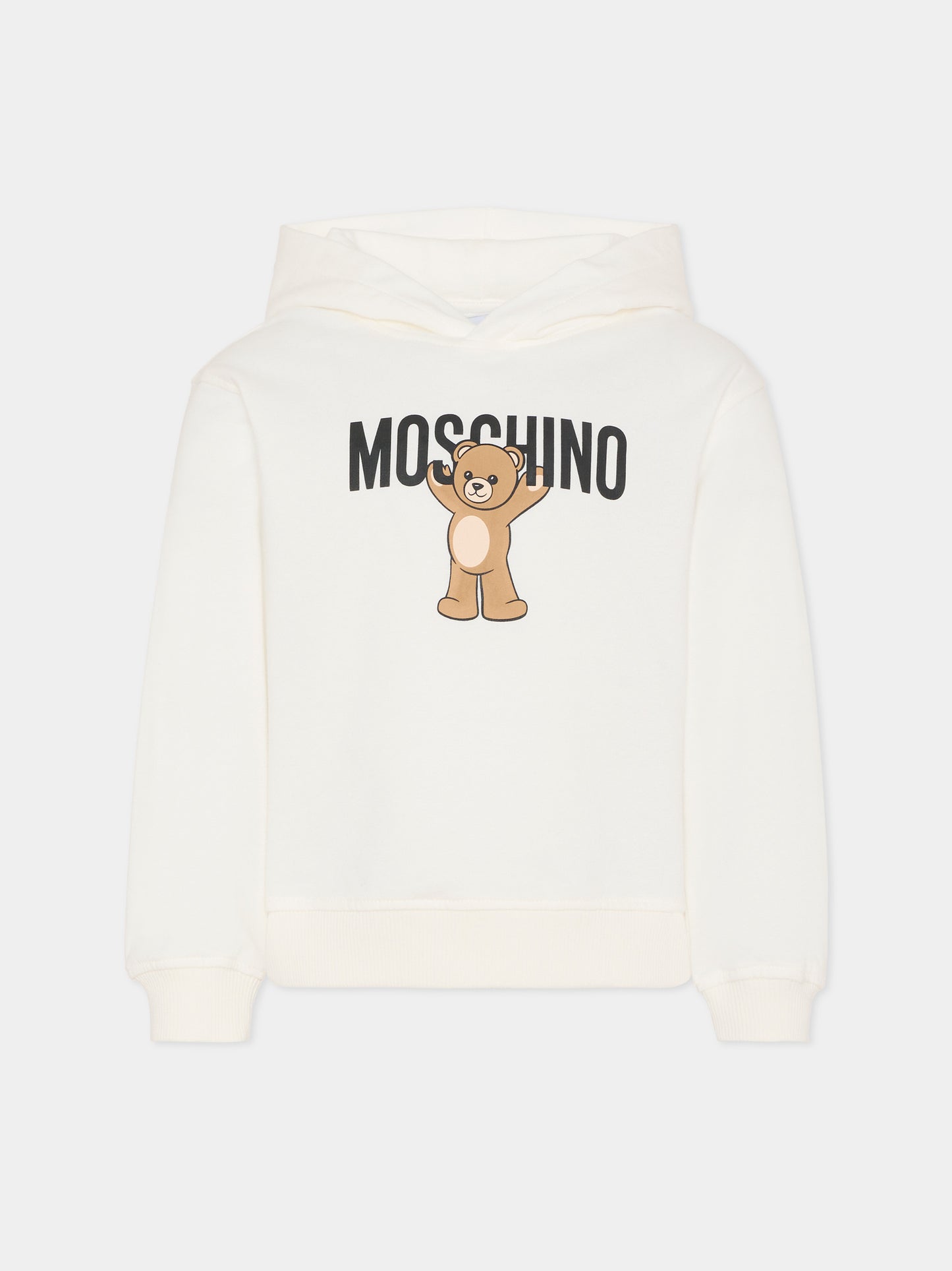 Felpa avorio per bambini con Teddy Bear,Moschino Kids,HUF09F LCA40 10063