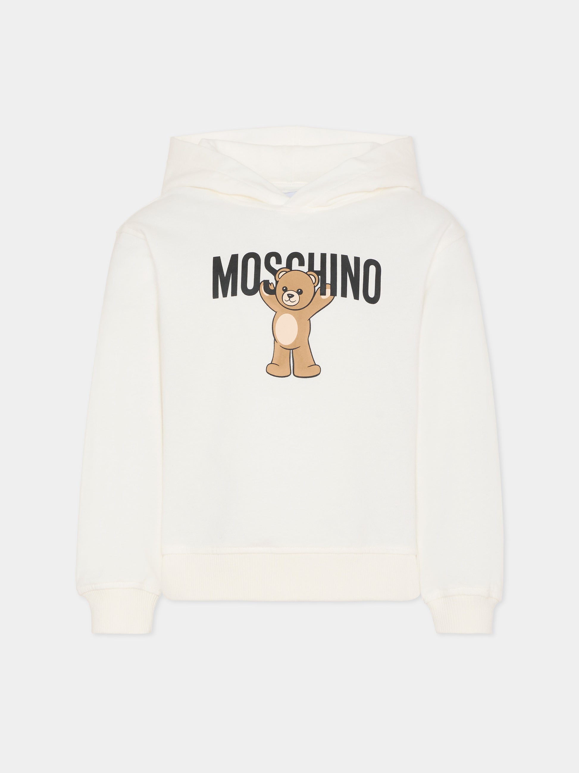Felpa avorio per bambini con Teddy Bear,Moschino Kids,HUF09F LCA40 10063