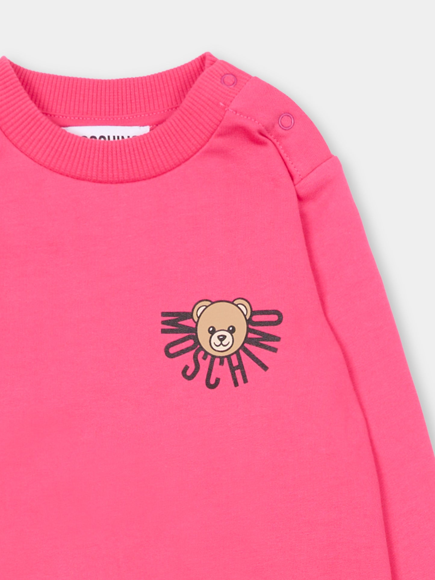 Completo fucsia per neonata con logo e Teddy Bear,Moschino Kids,MUK05E LCA40 50541