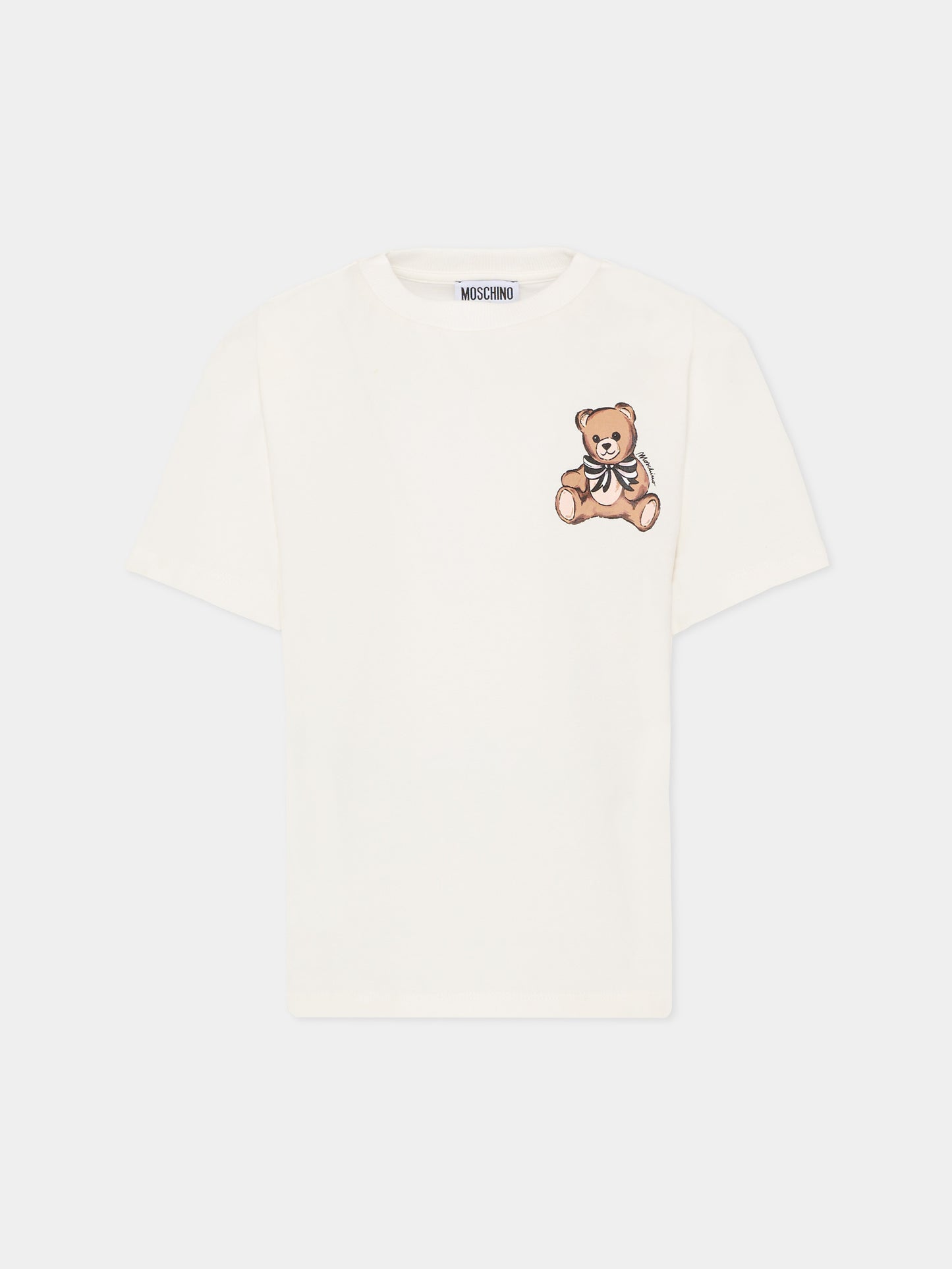 T-shirt avorio per bambina con Teddy Bear,Moschino Kids,HKM060 LBA11 10063
