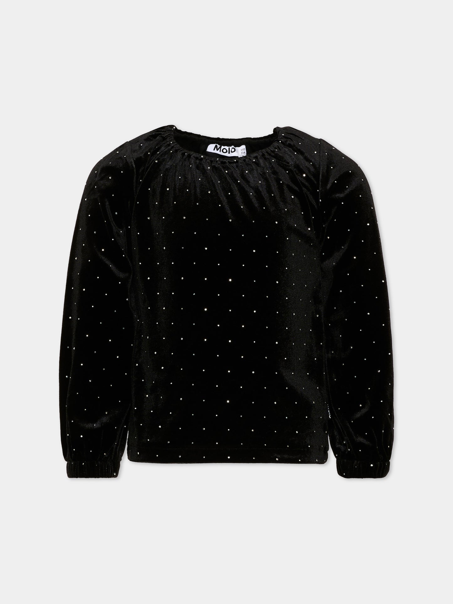 T-shirt nera Rikki per bambina con brillantini,Molo,2W26A410 5841