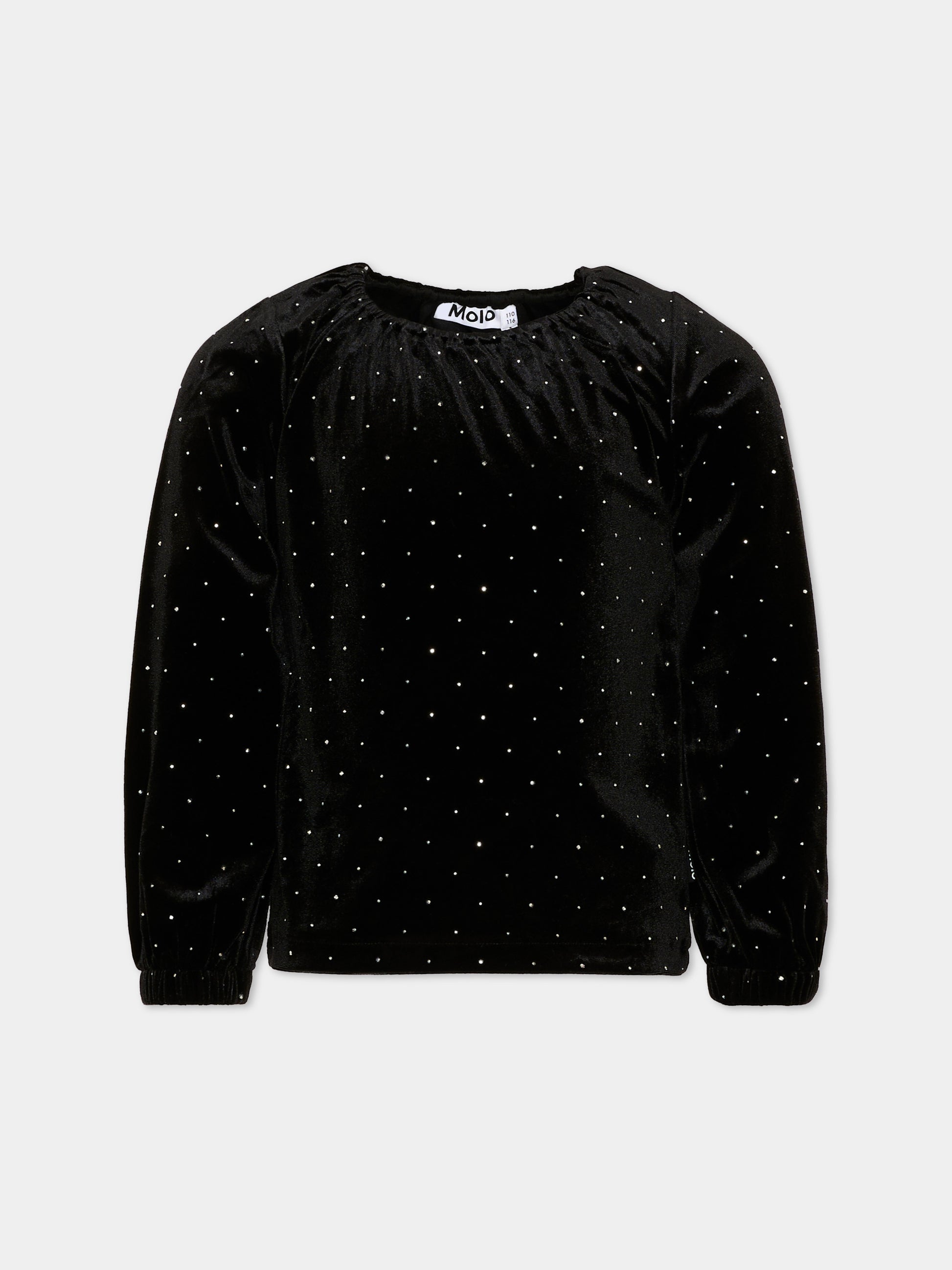 T-shirt nera Rikki per bambina con brillantini,Molo,2W26A410 5841