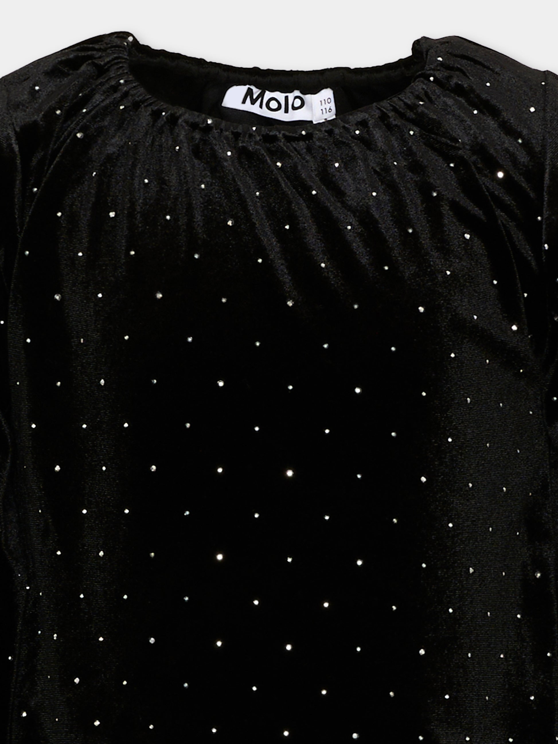 T-shirt nera Rikki per bambina con brillantini,Molo,2W26A410 5841