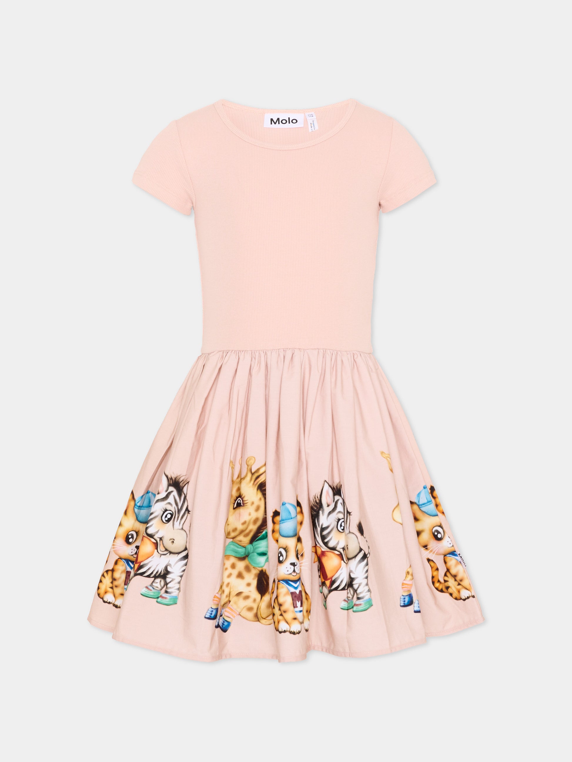 Vestito rosa Cissa per bambina con stampa animali,Molo,2W26E105 1707