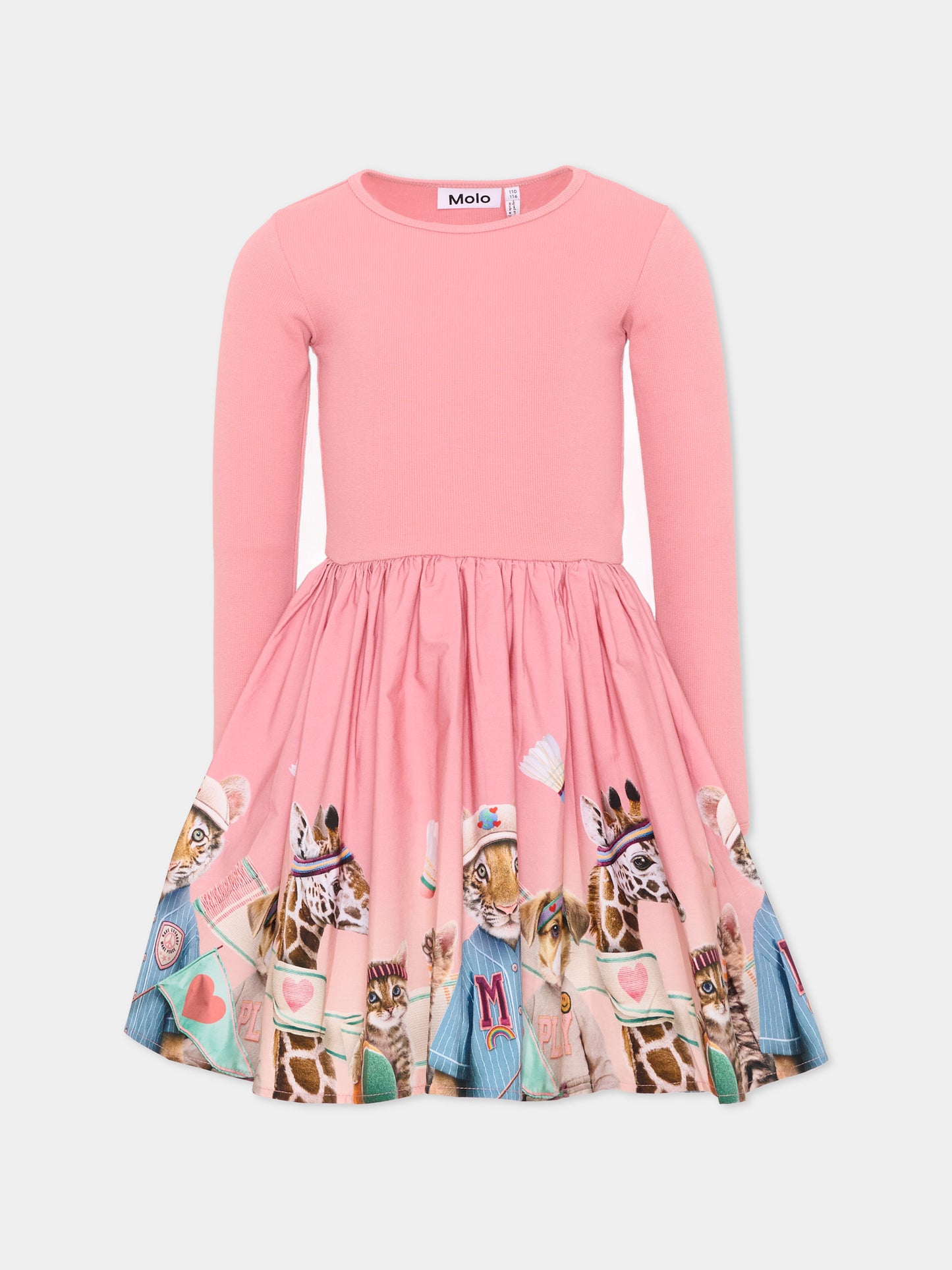 Vestito rosa per bambina con animali,Molo,2W26E203 5802