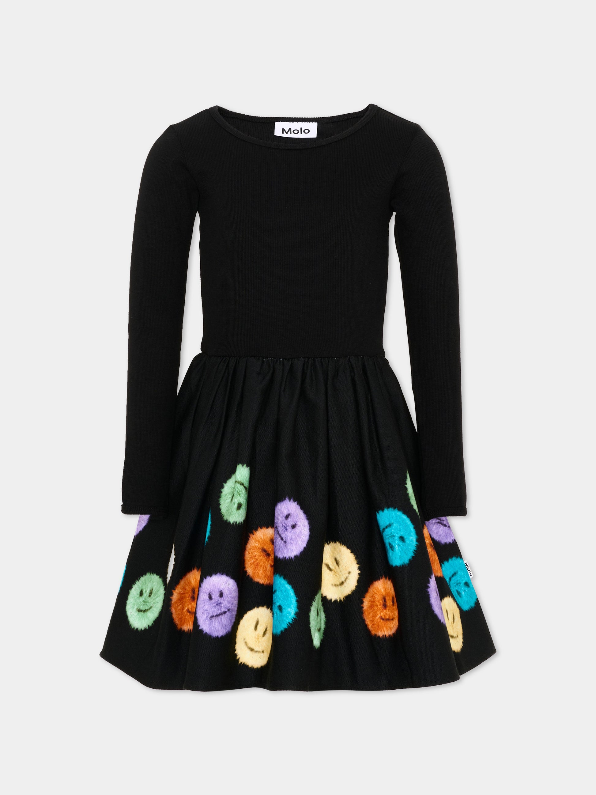 Vestito nero Casie Warm per bambina con smile colorati,Molo,2W26E209 5749