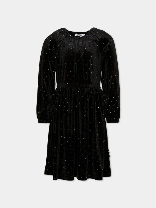 Abito elegante nero Carolyn per bambina con strass,Molo,2W26E217 5841
