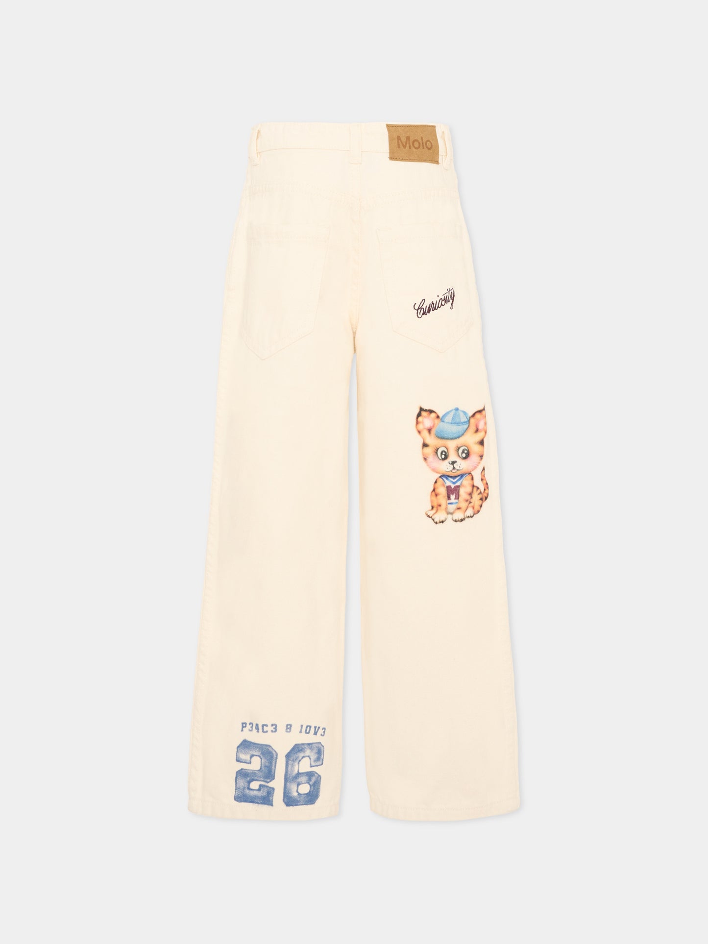 Jeans avorio Aiden per bambina con gattino,Molo,2W26I108 2444