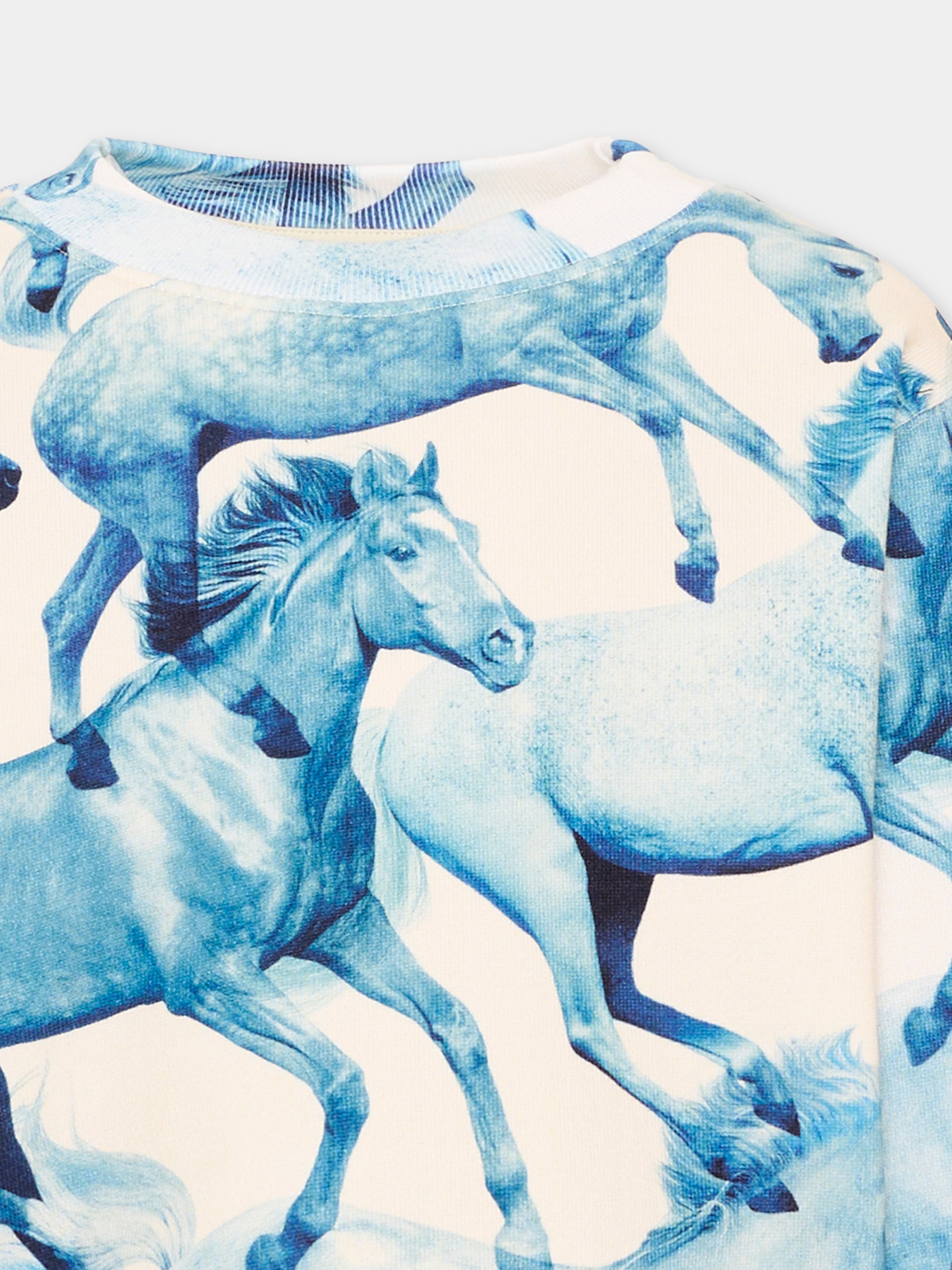 Felpa avorio Marge per bambina stampa cavalli,Molo,2W26J201 5740