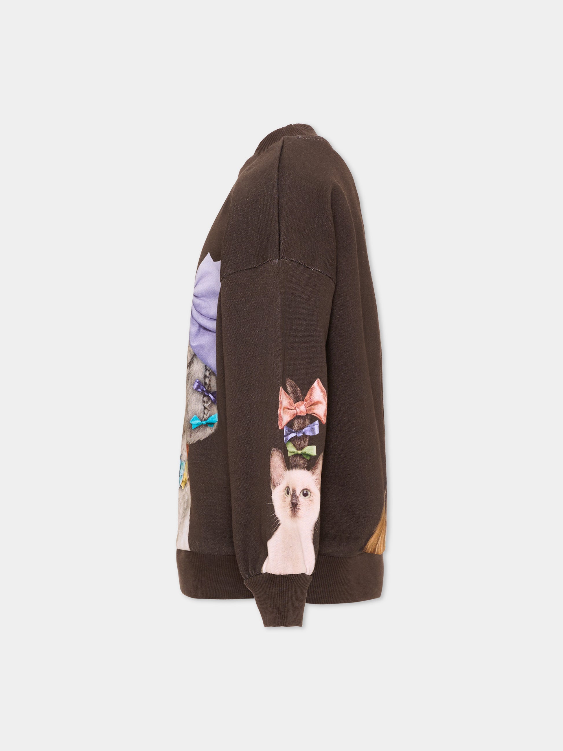 Felpa marrone Maxi per bambina con animali,Molo,2W26J202 5758