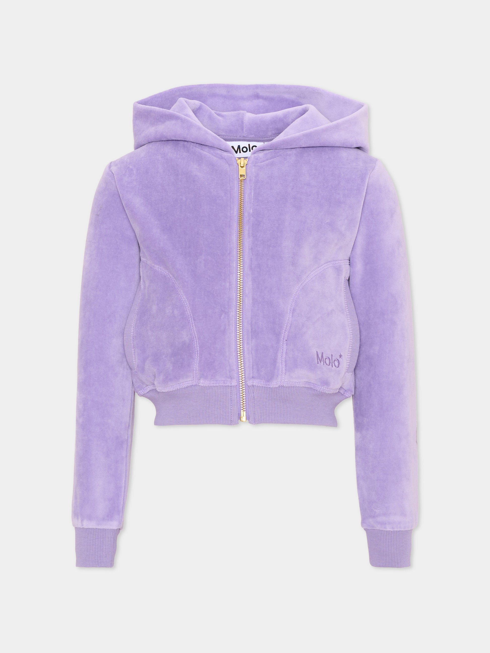 Felpa lilla Milla per bambina con logo,Molo,2W26J304 5717