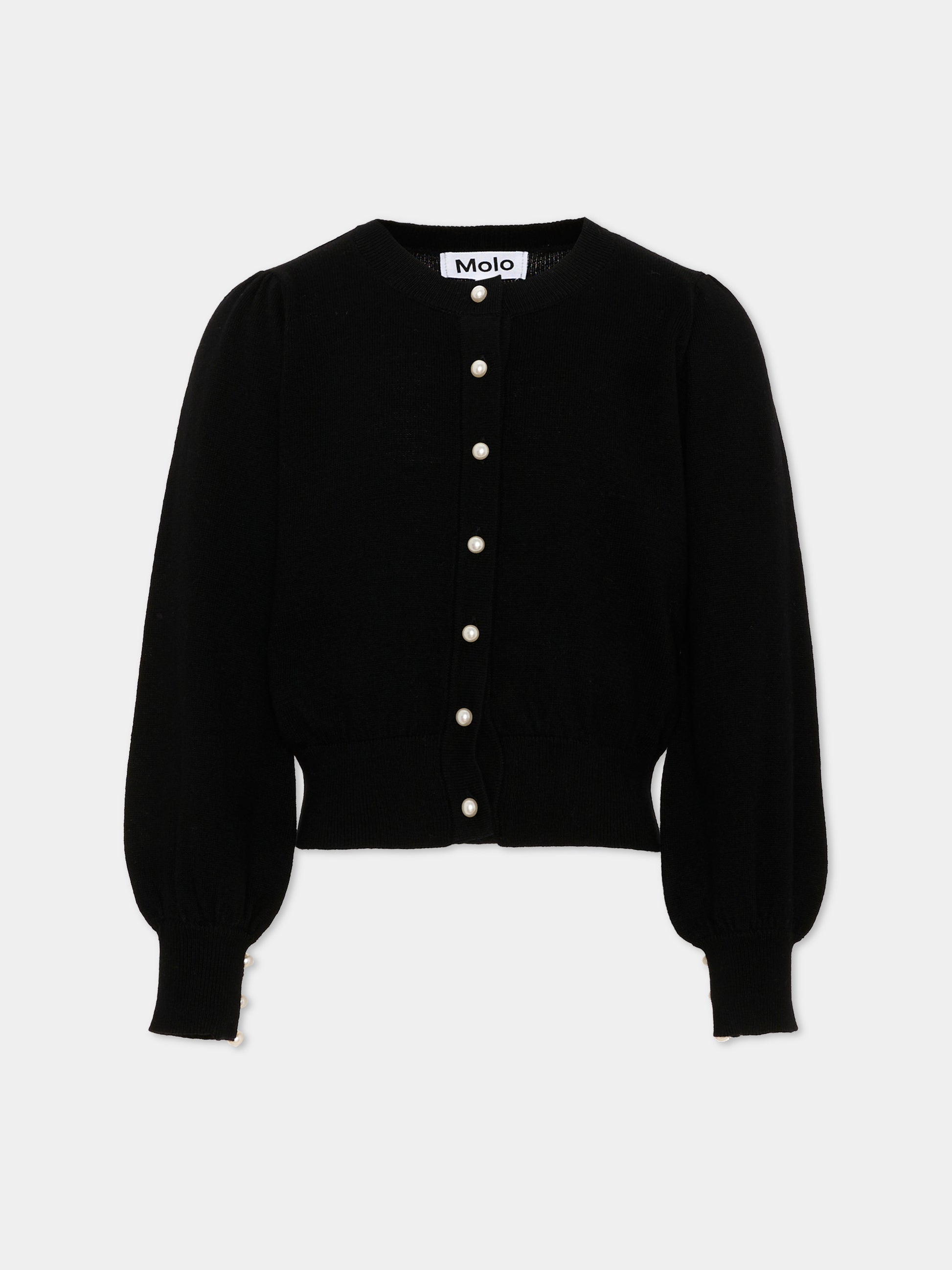 Cardigan nero Guinevere per bambina con perle,Molo,2W26K313 0099