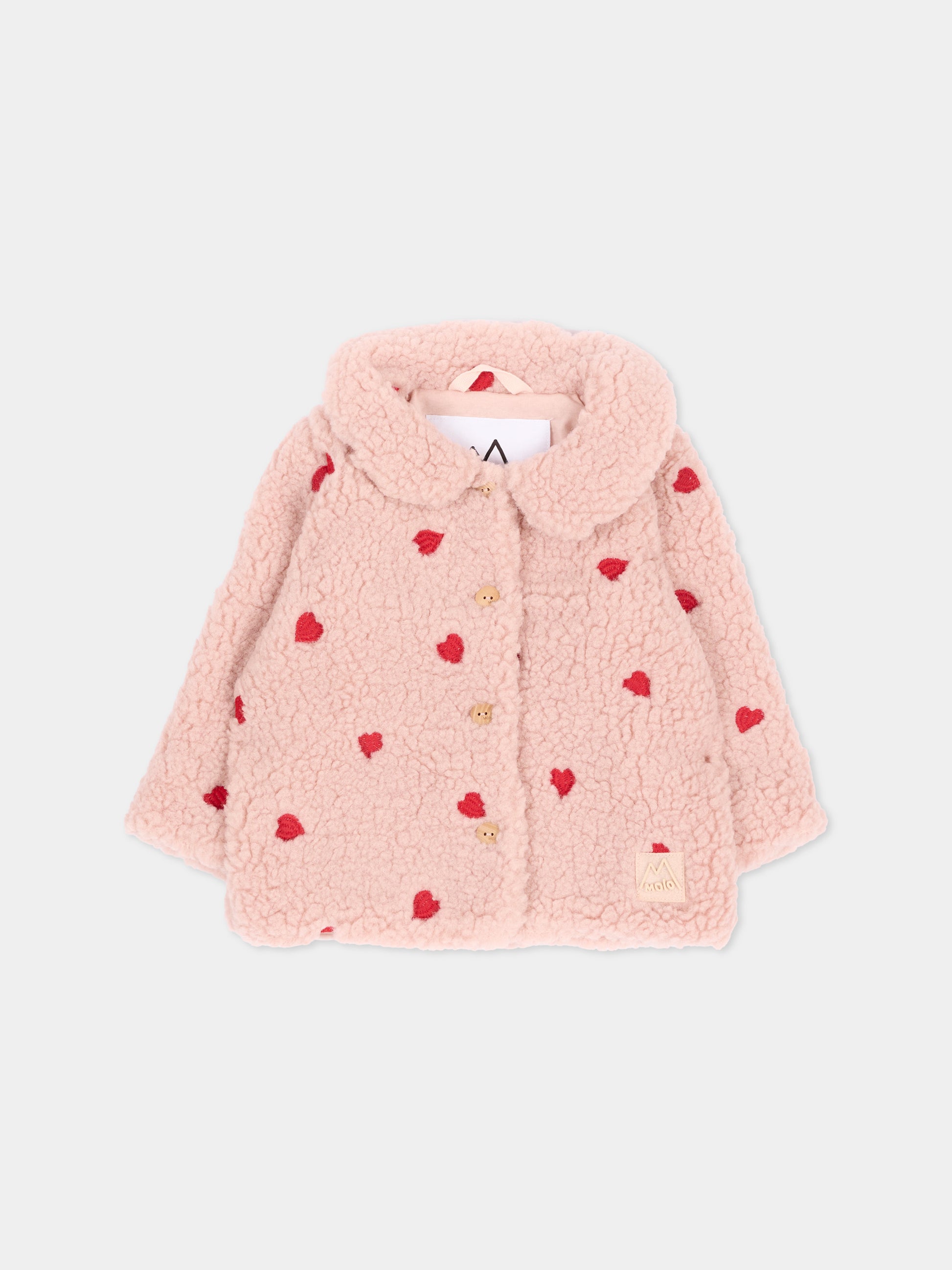 Ecopelliccia rosa Ursula per neonata con cuori,Molo,5W26L210 3480