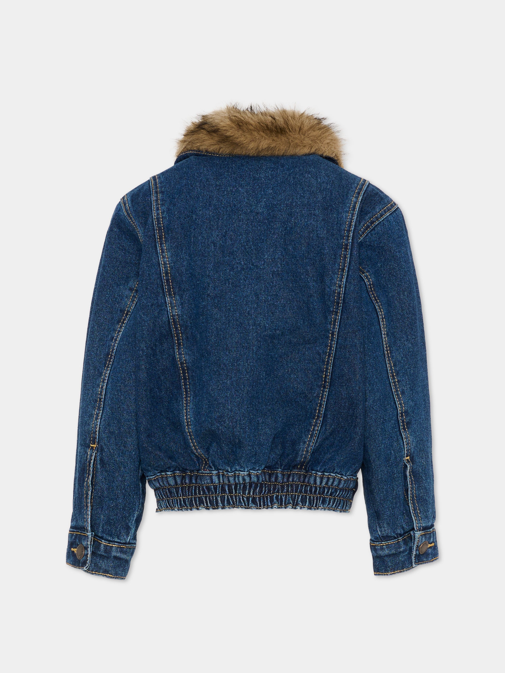 Giubbotto denim Hiroie per bambina con collo in pelliccia,Molo,5W26M334 5850