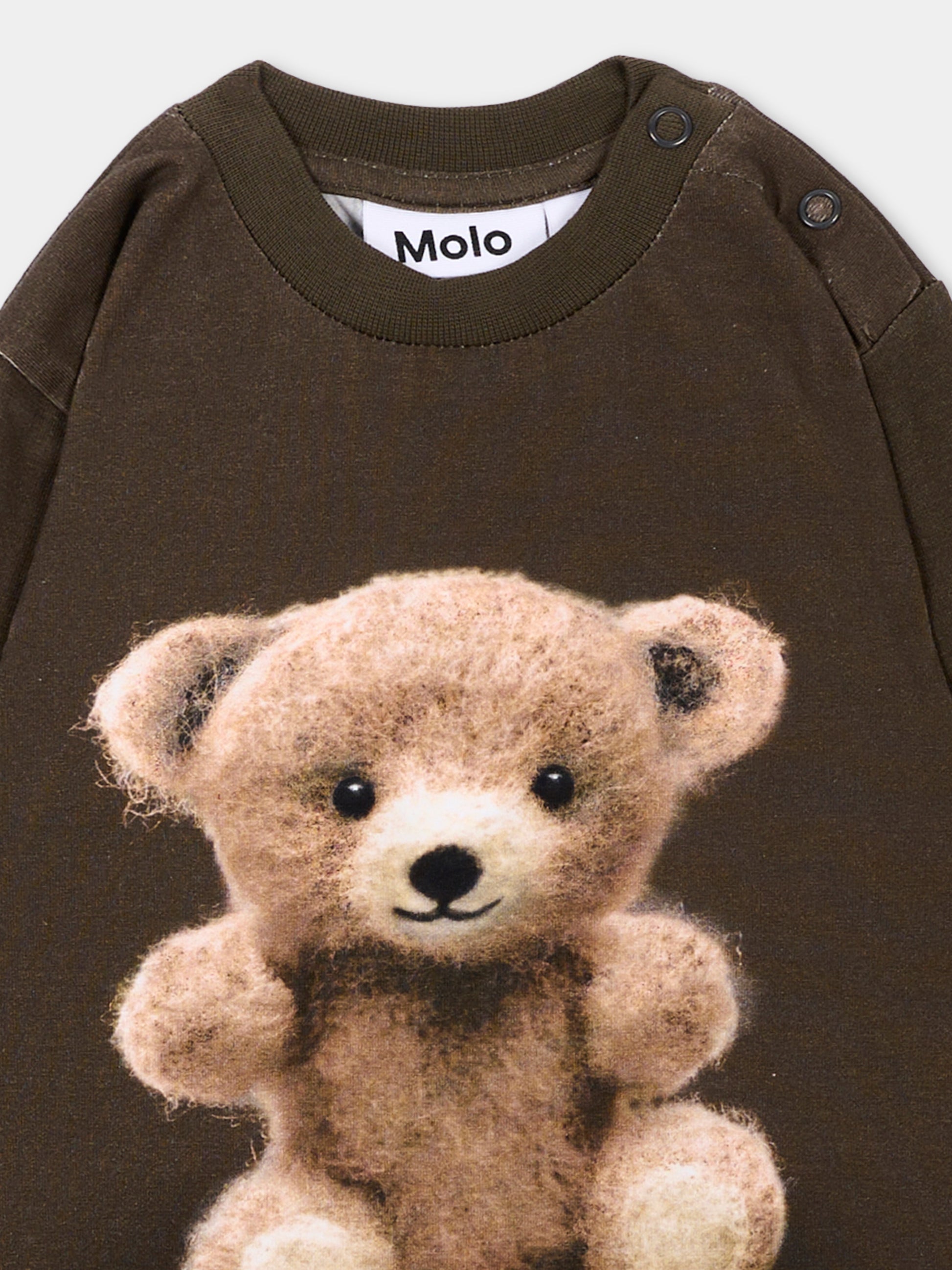 T-shirt marrone per neonati con orsetto,Molo,6W26A403 5938