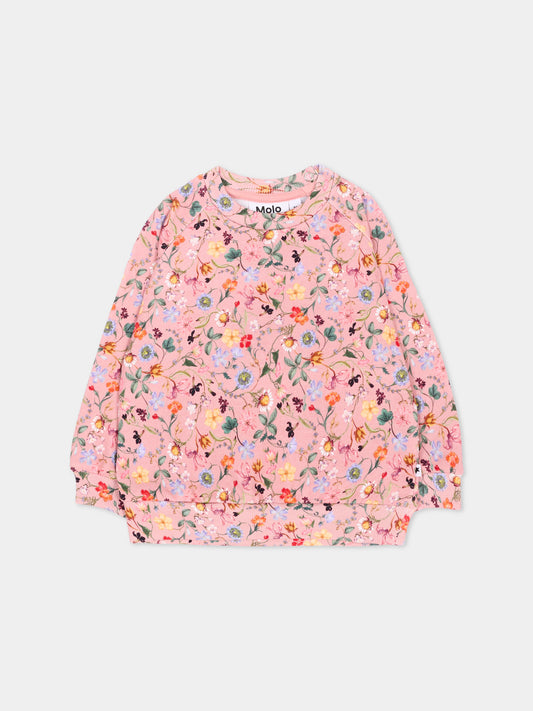 Felpa rosa Disc per neonata floreale,Molo,4W26J201 9796