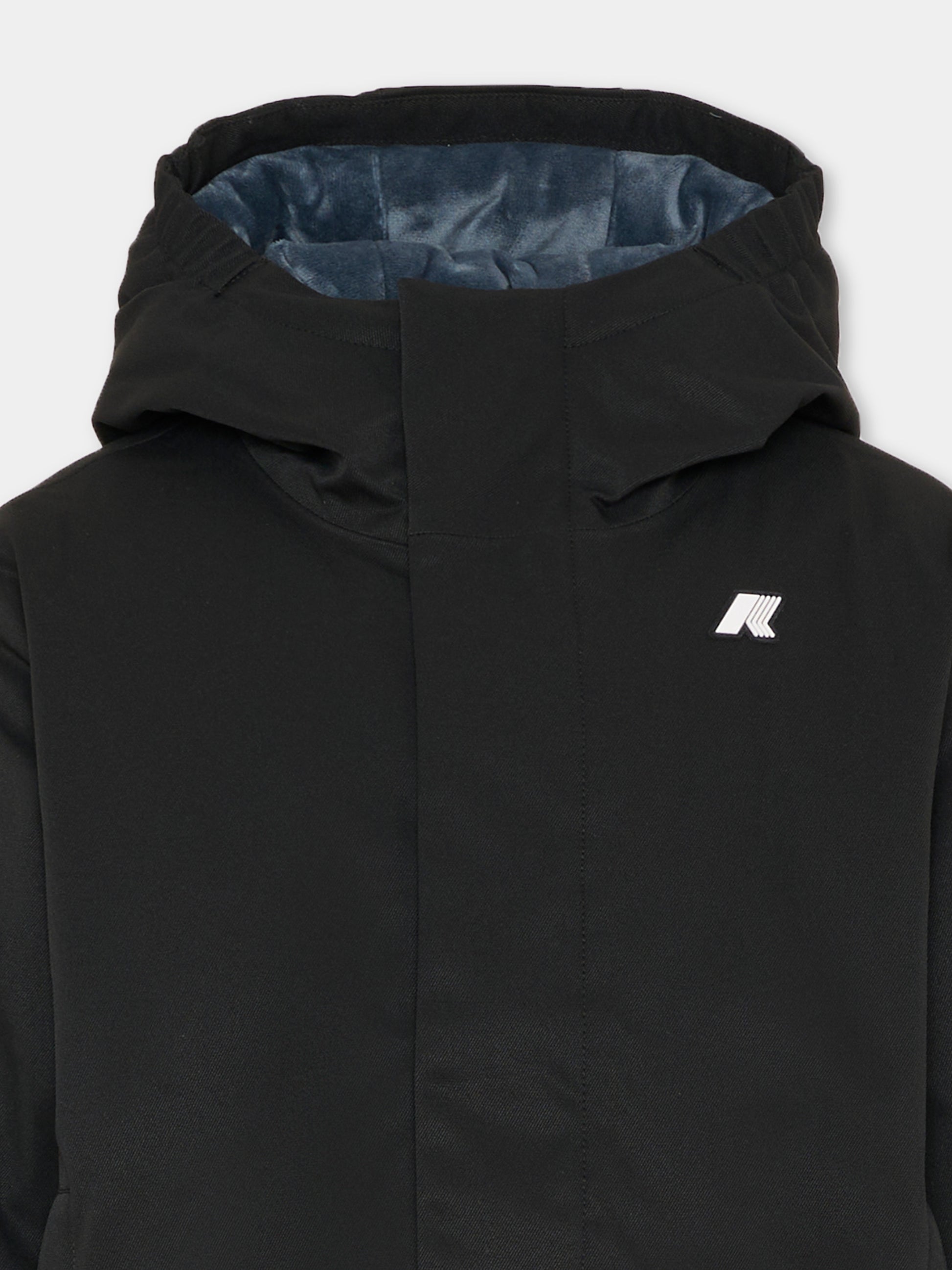 Giubbotto Jacko Twill Marmotta nero per bambino con logo,K-way,K1128FW AL8