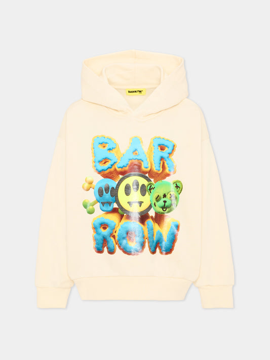 Felpa avorio per bambino con logo,Barrow,F6BKJBHS063 013