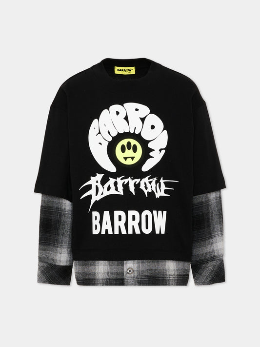T-Shirt nera per bambino con logo,Barrow,F6BKJBTH080 110
