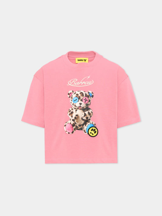 T-Shirt rosa per bambina con orsetto,Barrow,F6BKJGTH134 409