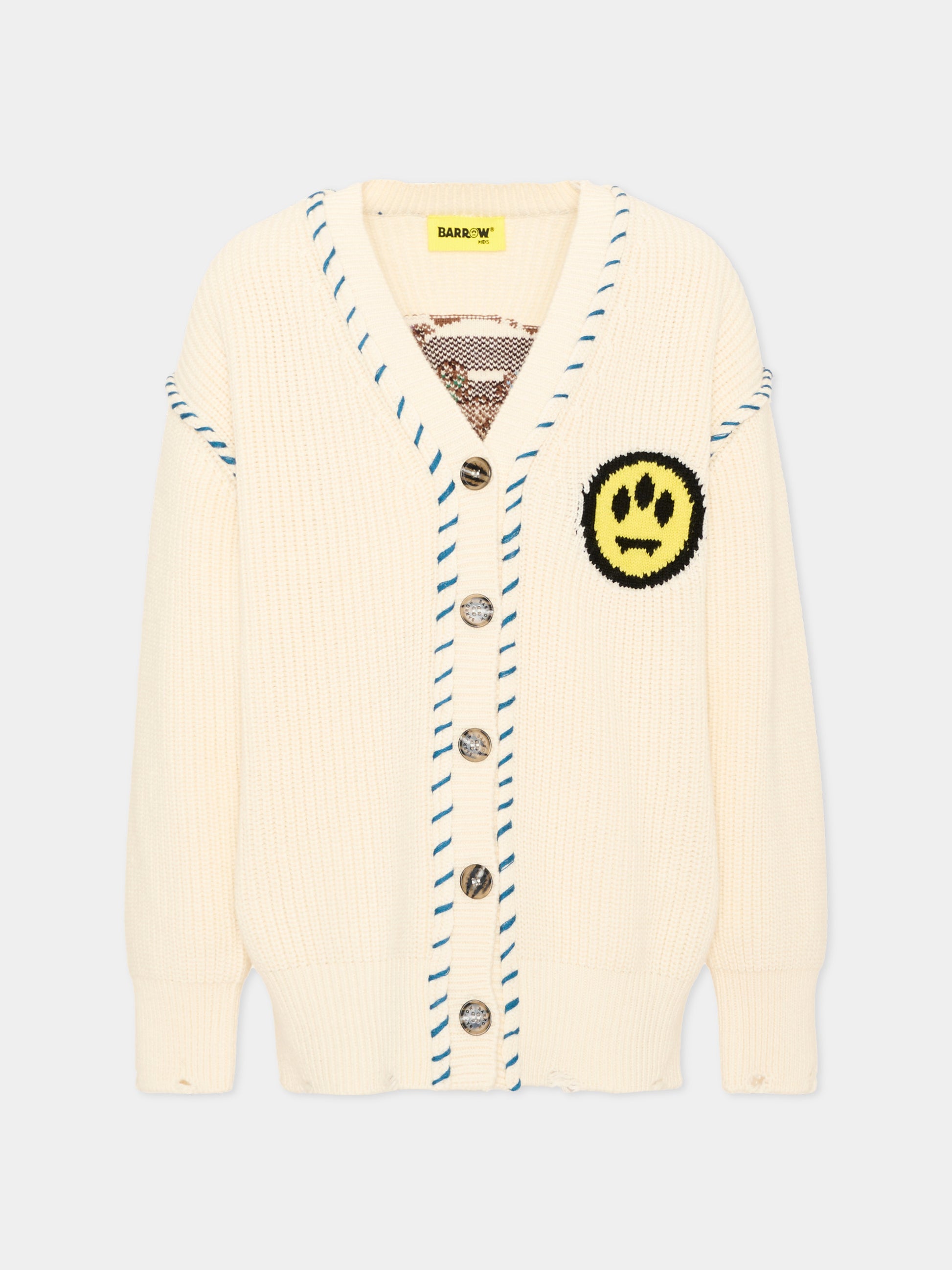 Cardigan avorio per bambini con ricamo,Barrow,F6BKJUCA042 013