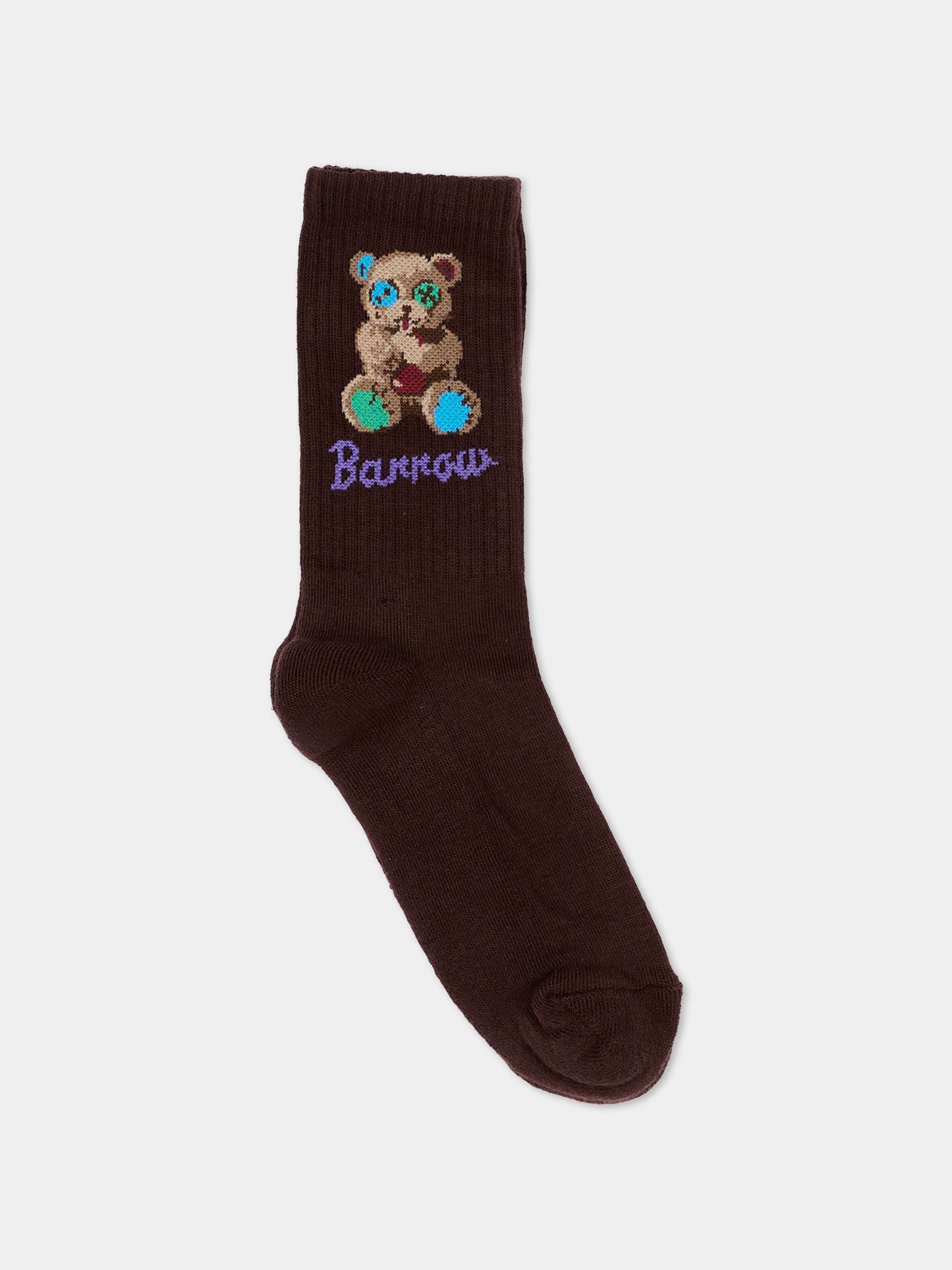 Calza spugna marrone per bambini con logo,Barrow,F6BKJUSO093 408